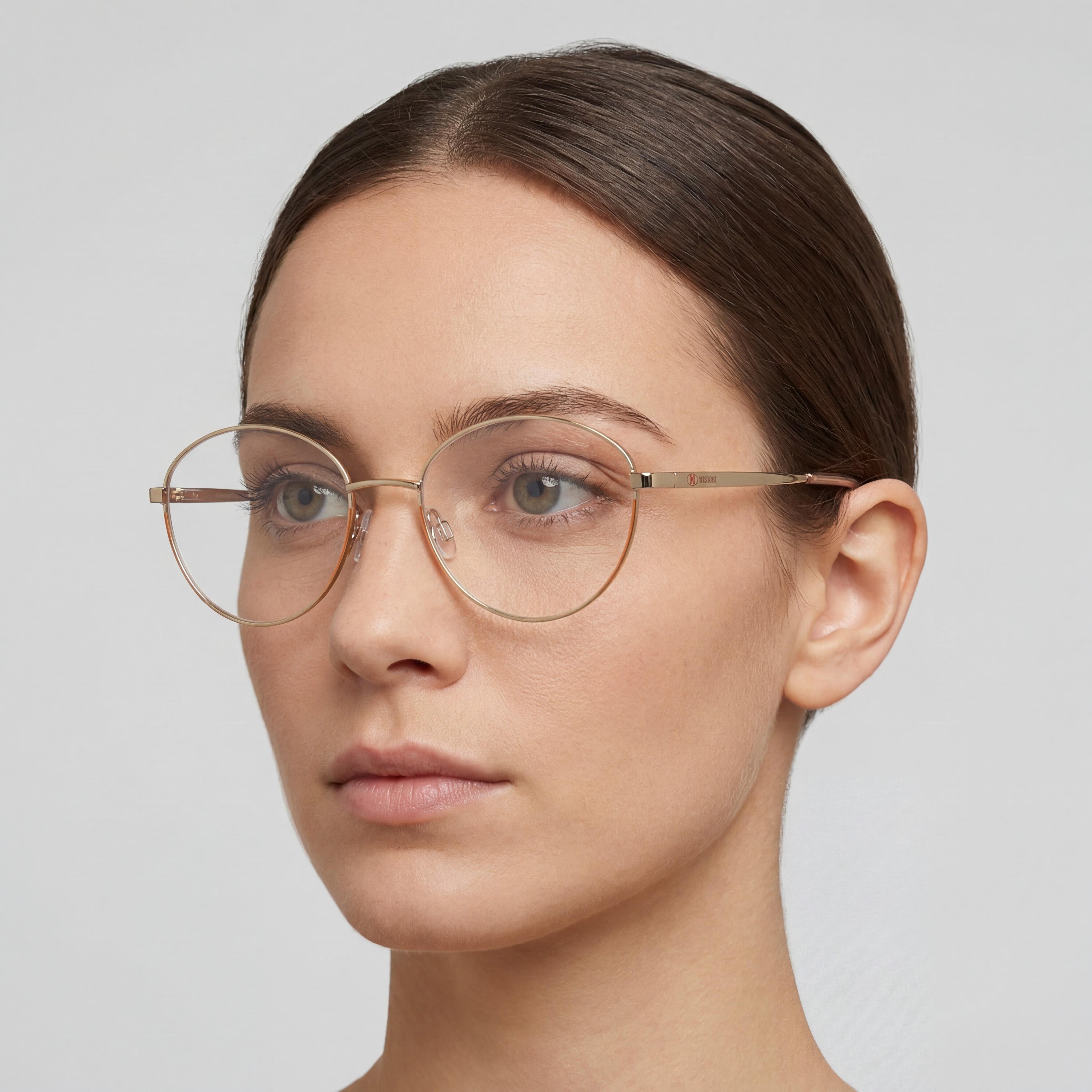 Gafas ópticas M Missoni Color Line Collection MMI 0024 para mujer, de ojo de gato, de acero inoxidable color oro melocotón 53-18-140 mm, Photo 4