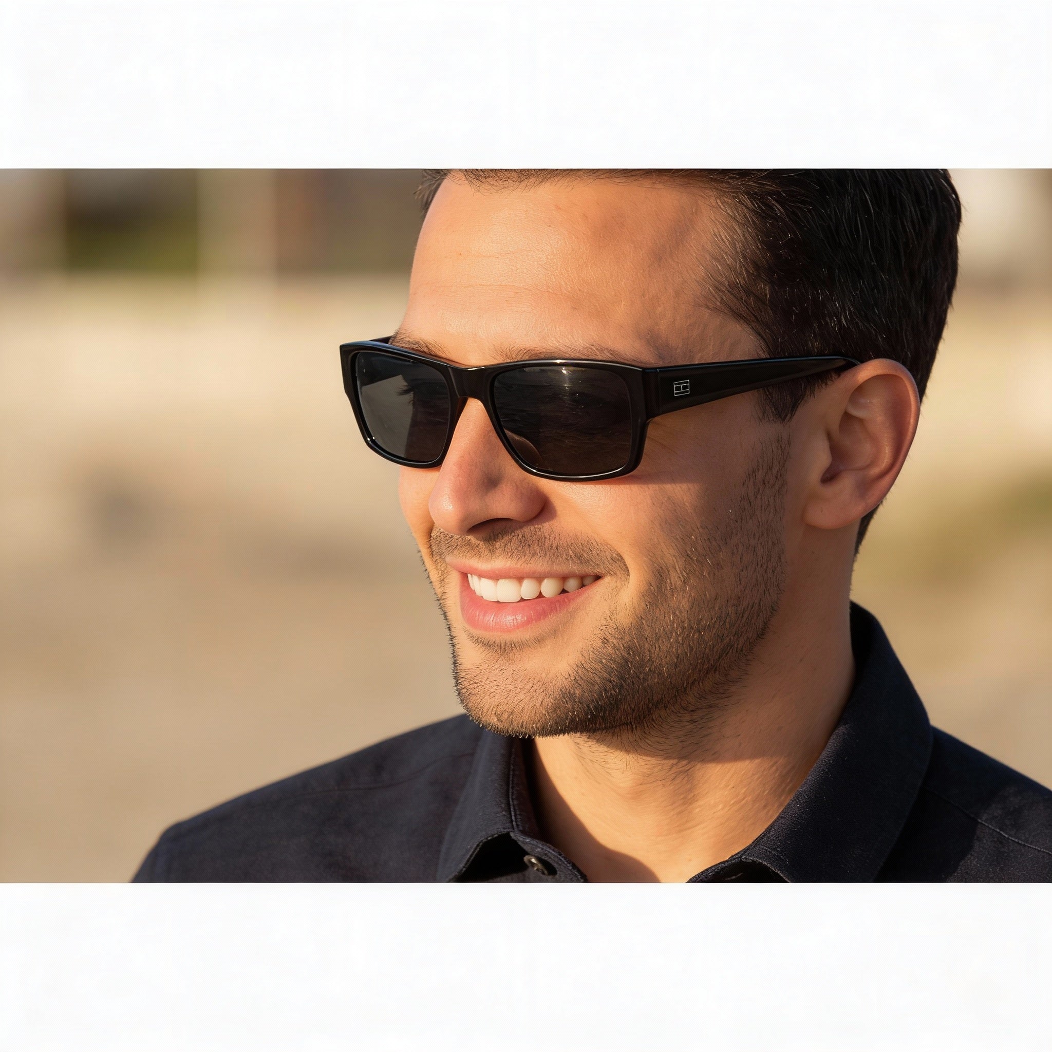 Tommy Hilfiger TH 2017/S Men's Rectangular Black Polycarbonate Grey Lens 100% UV Protection Non-Polarized Sunglasses 56mm, Photo 3