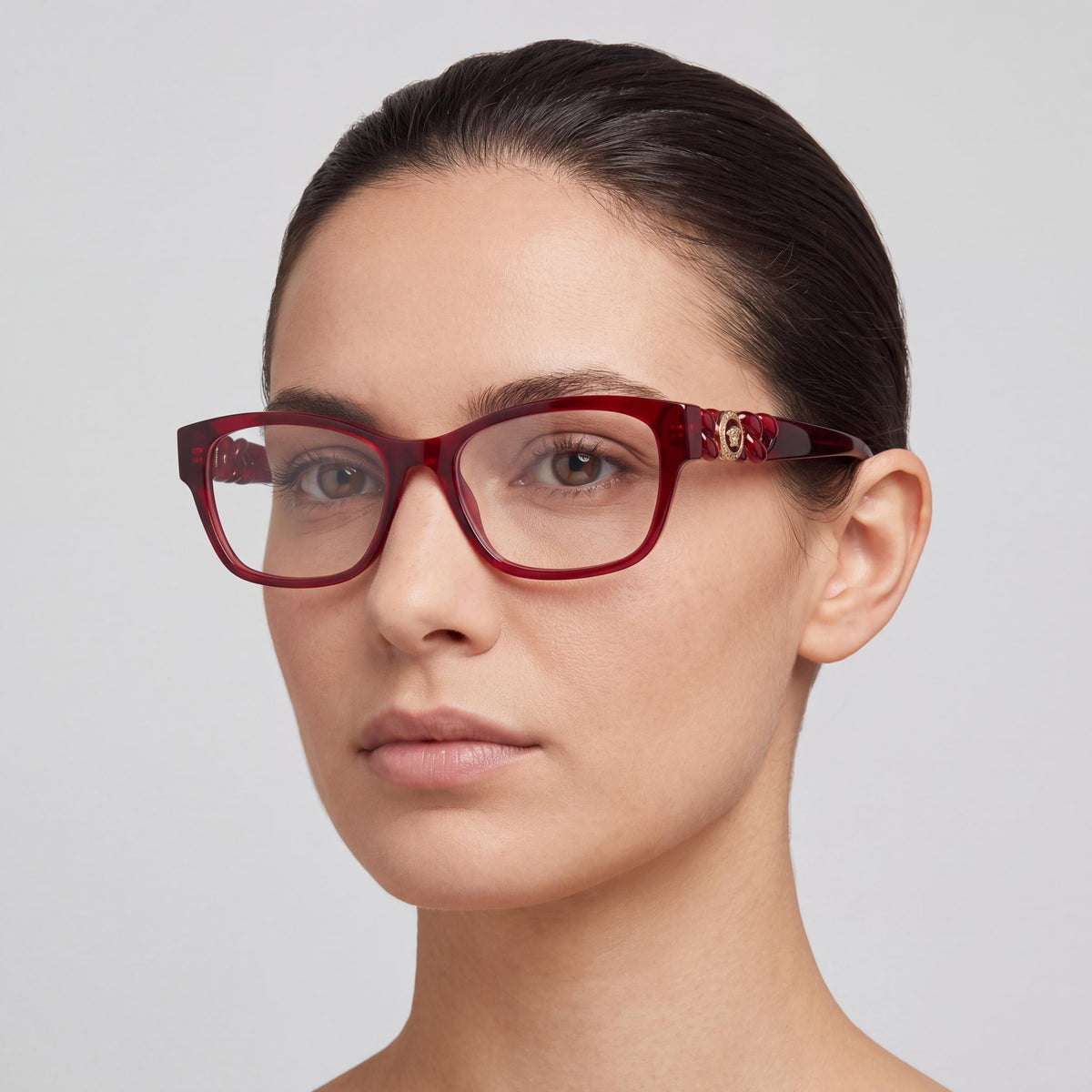 Versace Ve 3306f Women's Transparent Red Plastic Frame Eyeglasses with Non- Clear Lenses 54mm, Photo 5
