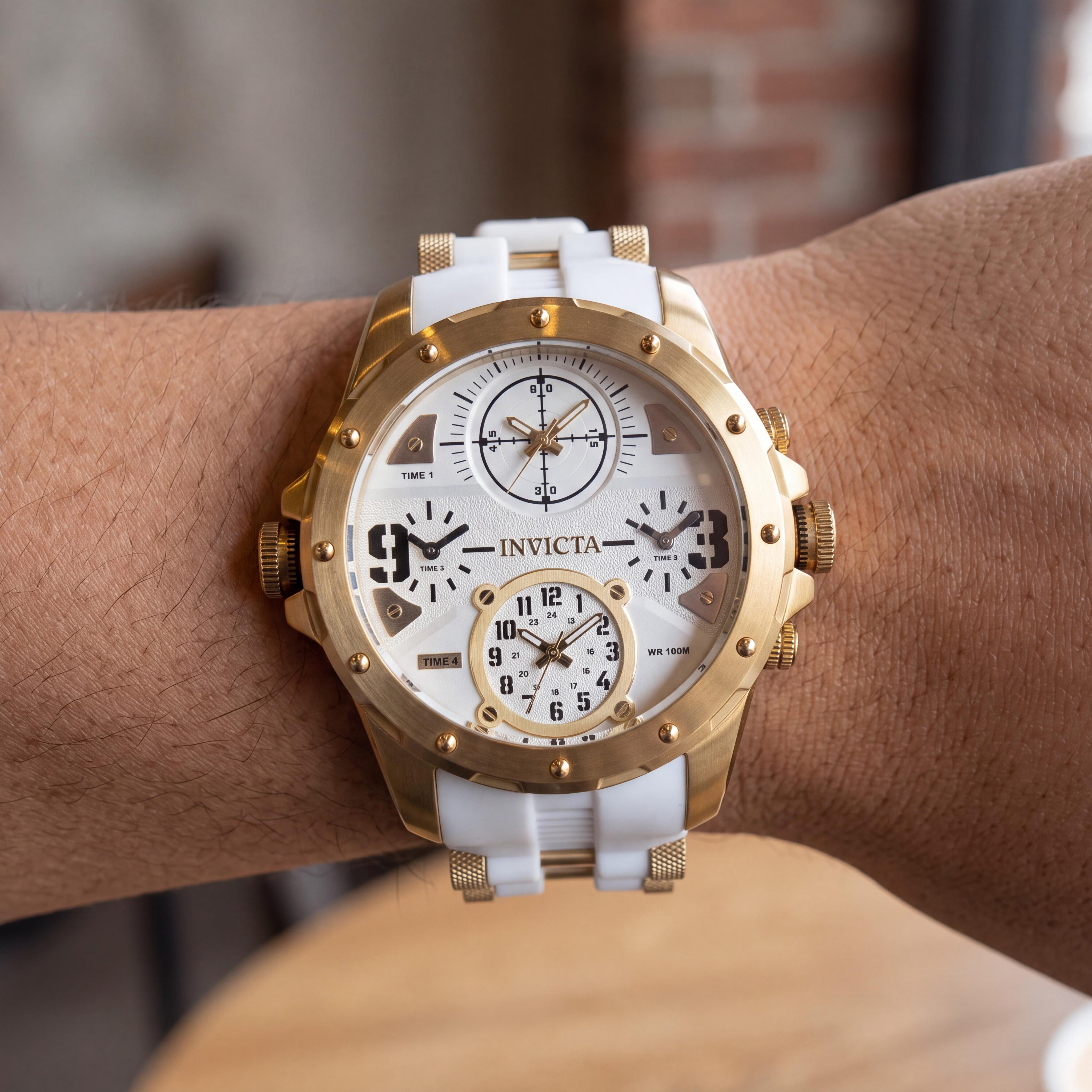 Invicta Coalition Forces 50218 Reloj de cuarzo para hombre, caja de acero inoxidable de 50 mm, esfera plateada, correa de silicona, Photo 4