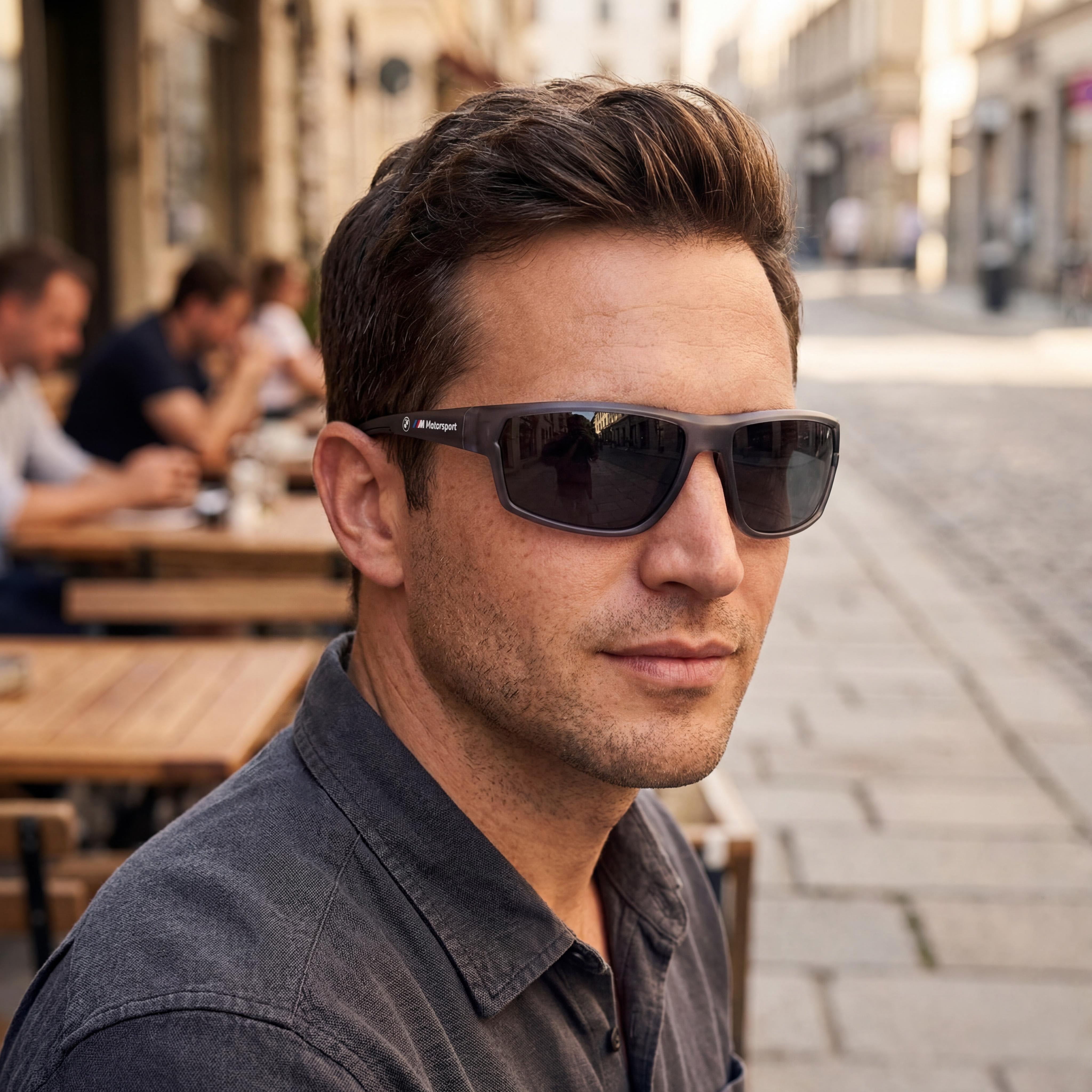 Gafas de sol BMW MOTORSPORT para hombre, modernas, de metal, rectangulares, inyectadas, armazón gris, lentes polarizadas humo, UV 66-16-130, Photo 5