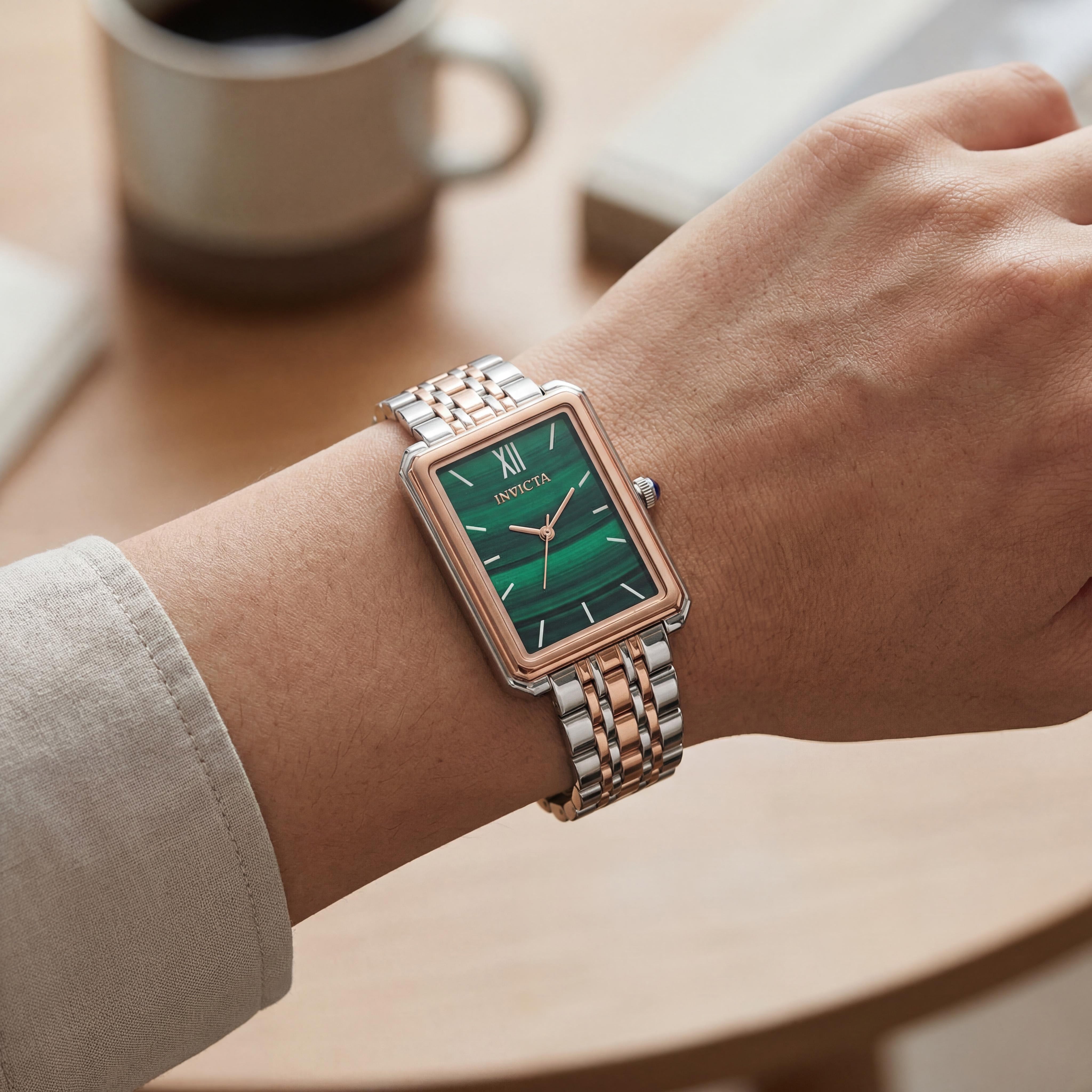 Invicta Wildflower 69322 Women's Silver Stainless Steel Case & Bracelet Green Dial Quartz Analog Watch 26mm, Photo 4