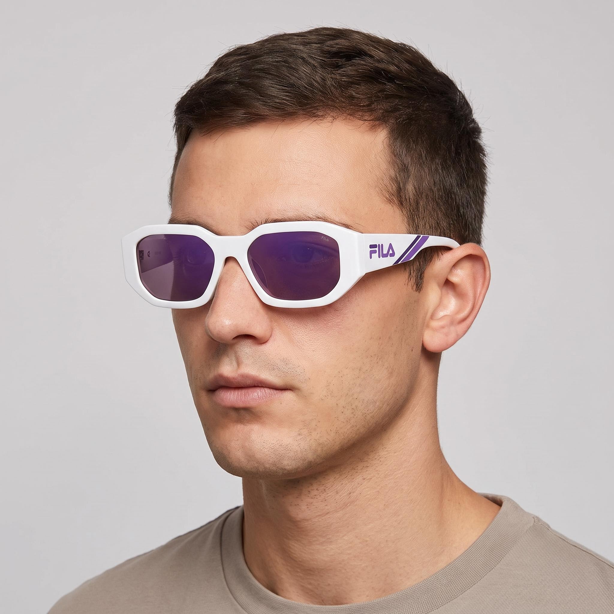 FILA Modern Unisex Acetate Frame Polycarbonate Lens Sunglasses - 54mm Lens Width, 18mm Bridge, 140mm Temple Length, Photo 4