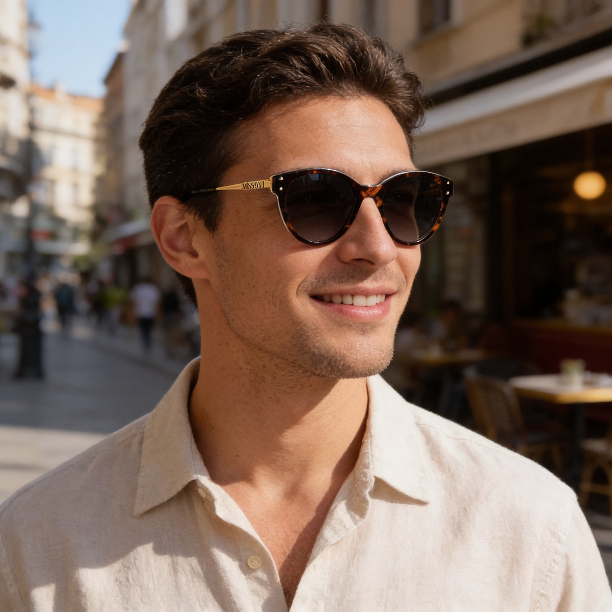 Gafas de sol Missoni 0026/S para hombre, estilo casual, color marrón, con montura de policarbonato y lentes no polarizadas con protección UV del 100 %, 53 mm, Photo 4