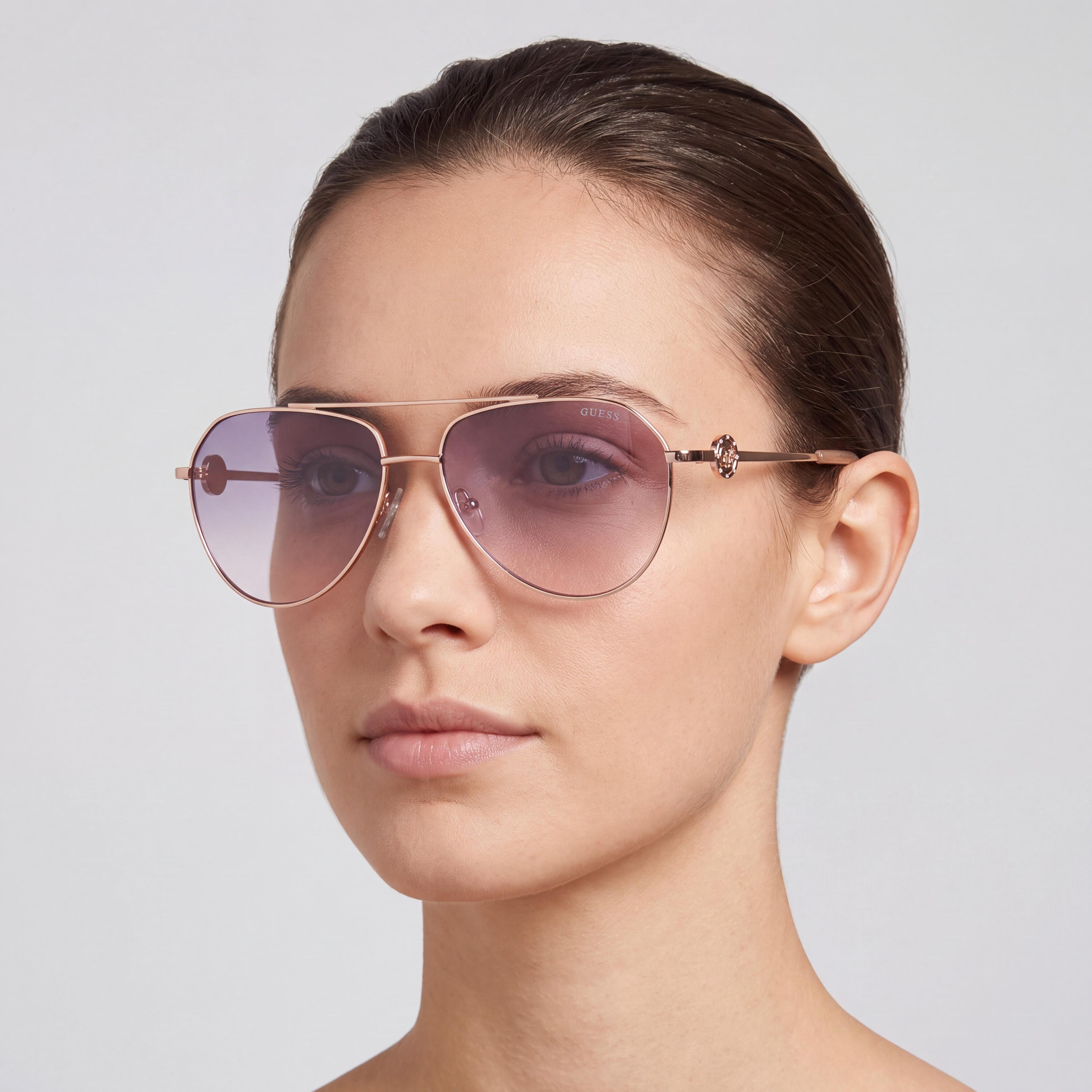 GUESS Protection Oversized Mosaic Aviator Rose Gold Plastic Frame and Lenses Sunglasses for Women 62mm, Photo 4