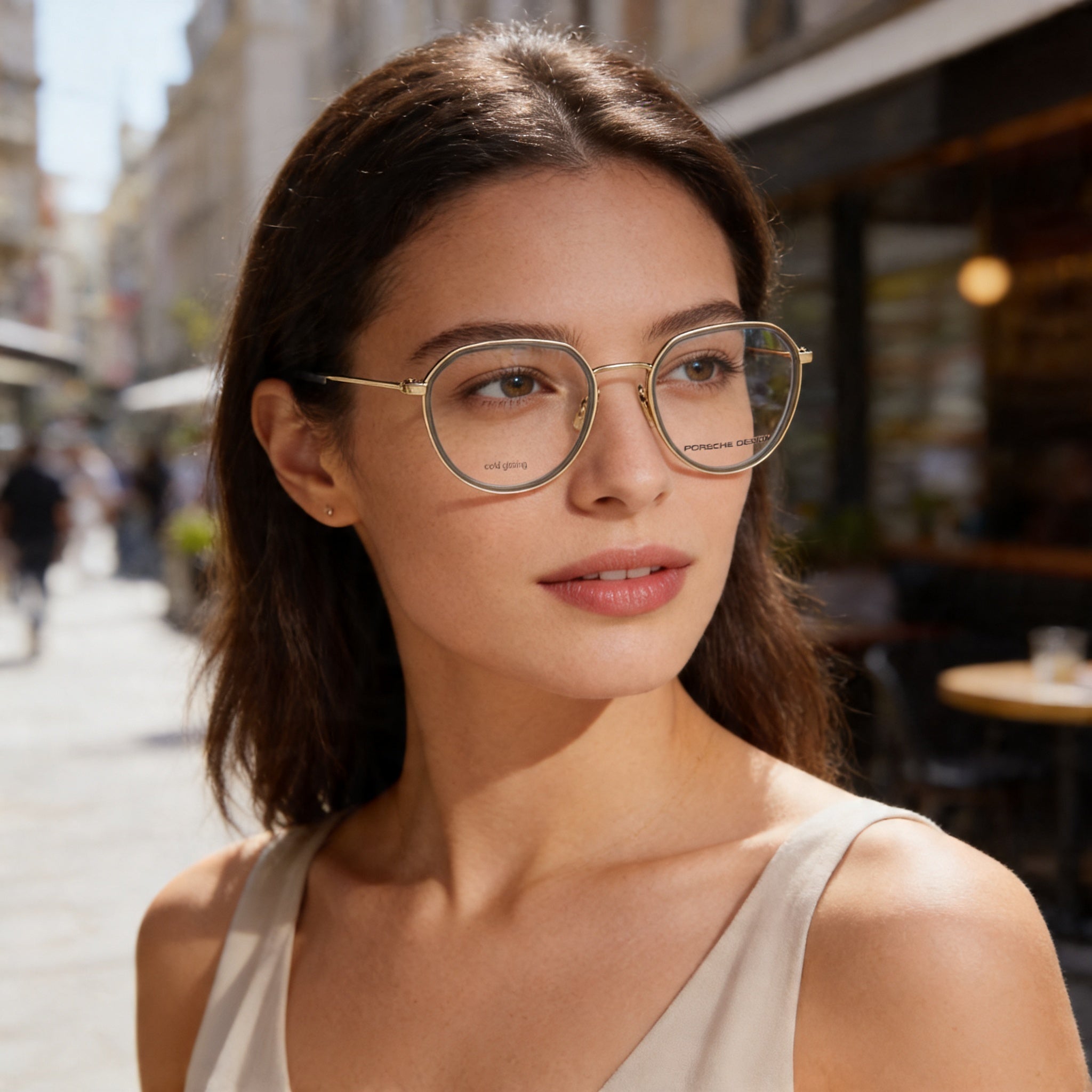 Porsche Modern Unisex Gold, Grey RXP Polyamide Frame Non-Polarized Transparent Plastic Lens Eyeglasses 53-21-145, Photo 4
