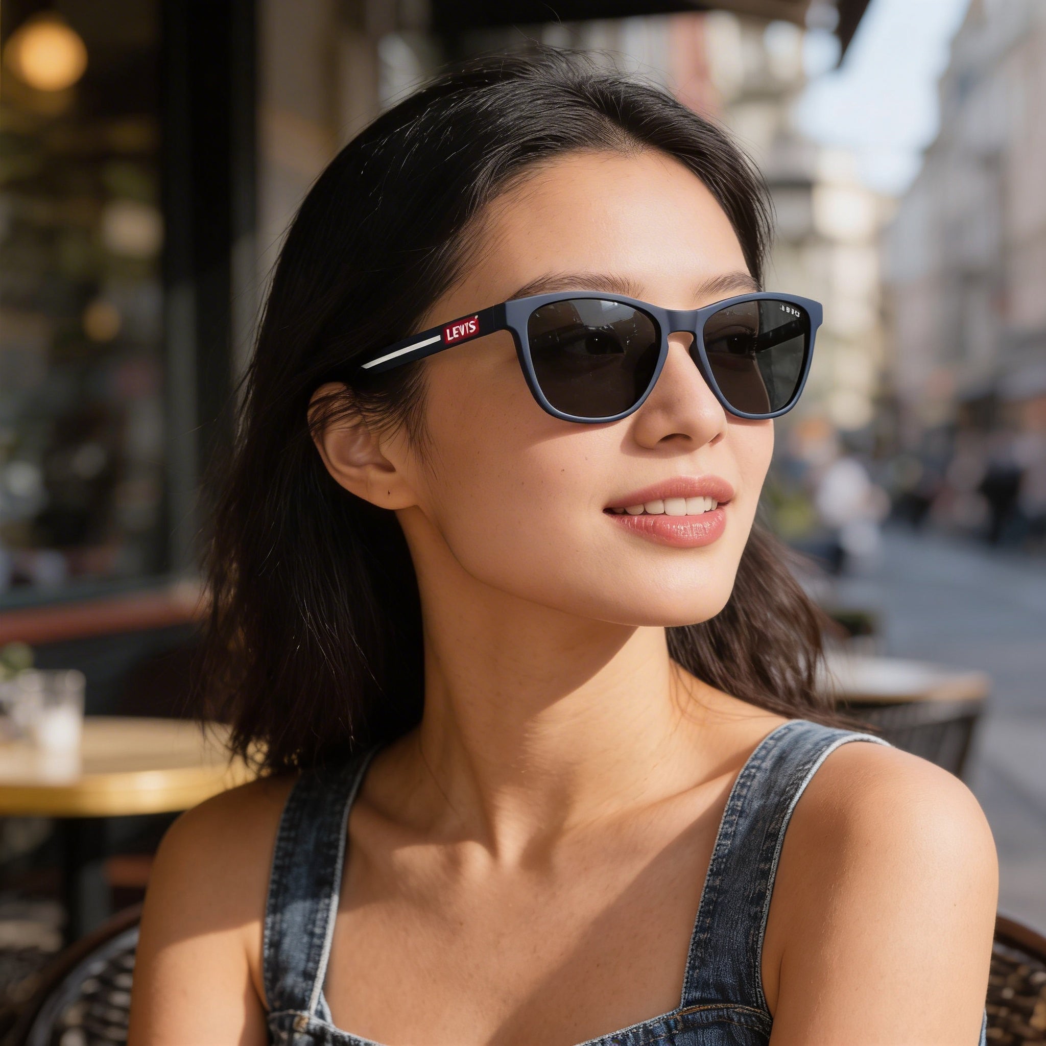 Gafas de sol Levi's para mujer con montura de poliamida ecológica azul mate con protección UV 57-17-145, Photo 5