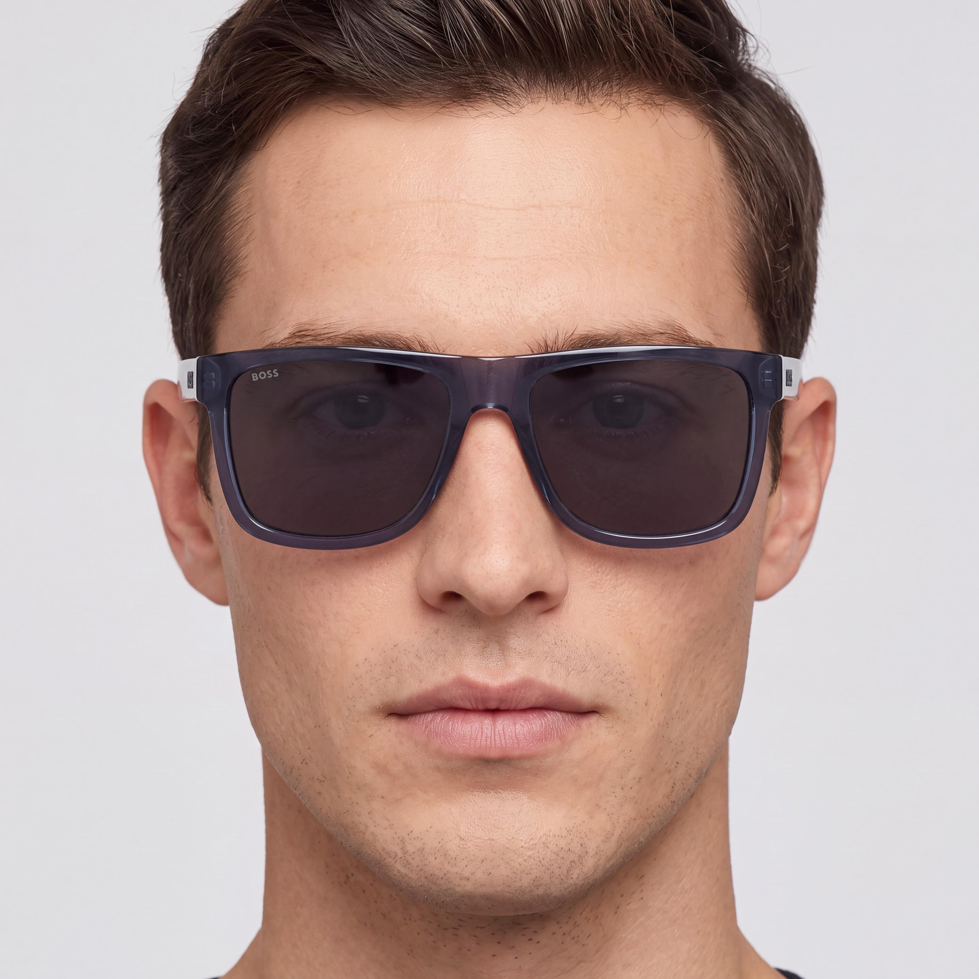 HUGO BOSS Boss 1647/S Men's Casual Blue Eco Cellulose Spanish Frame Grey UV Protected Sunglasses 55-18-145mm, Photo 5