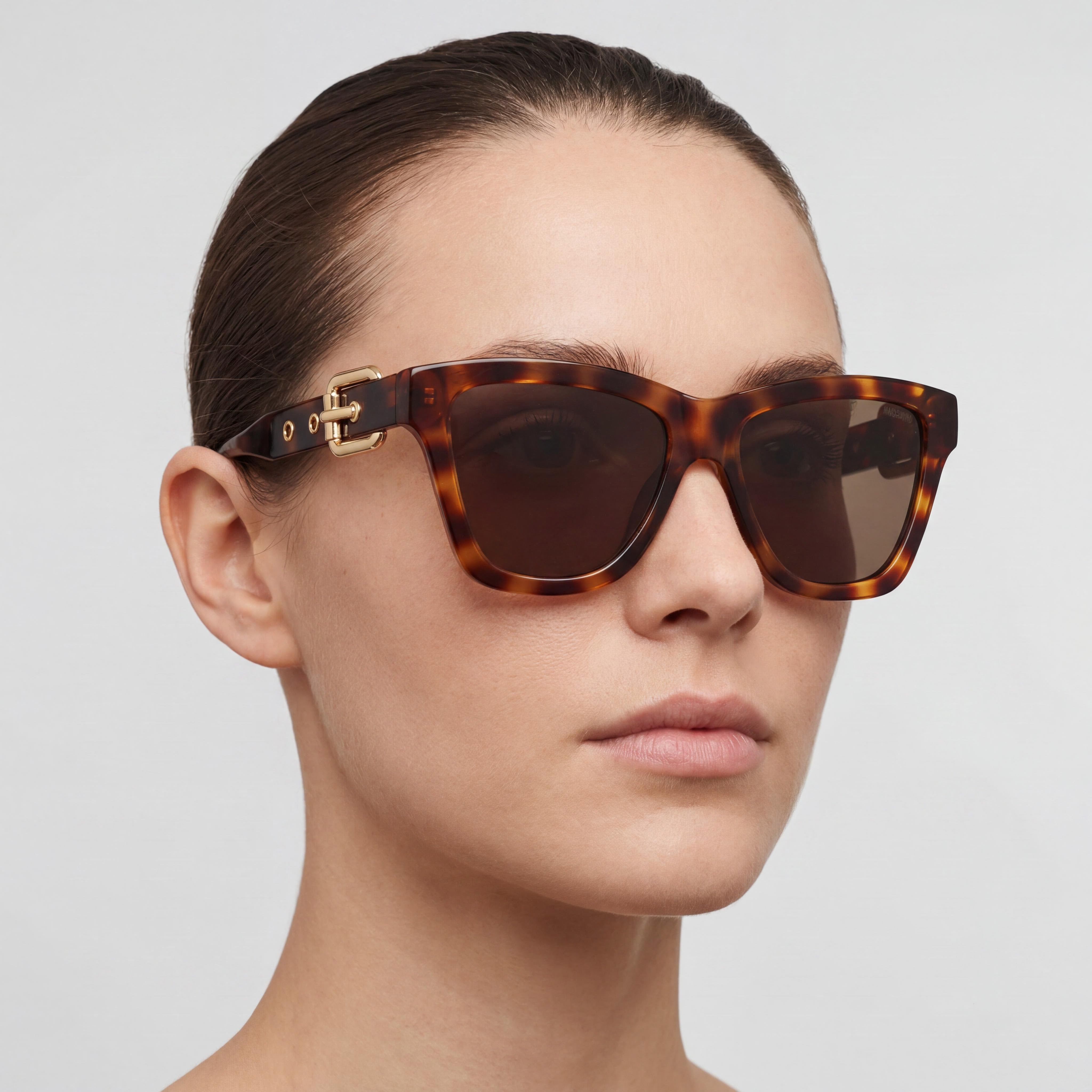 Moschino Vintage Women's Dark Havana Brown Frame Havana Brown Lens 100% UV Protection Non-Polarized Sunglasses 54mm, Photo 4