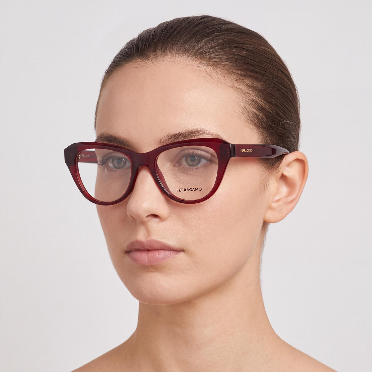 Salvatore Ferragamo SF2989 Women's Plastic Cat Eye Eyeglass Frames Transparent Red 51mm, Photo 4
