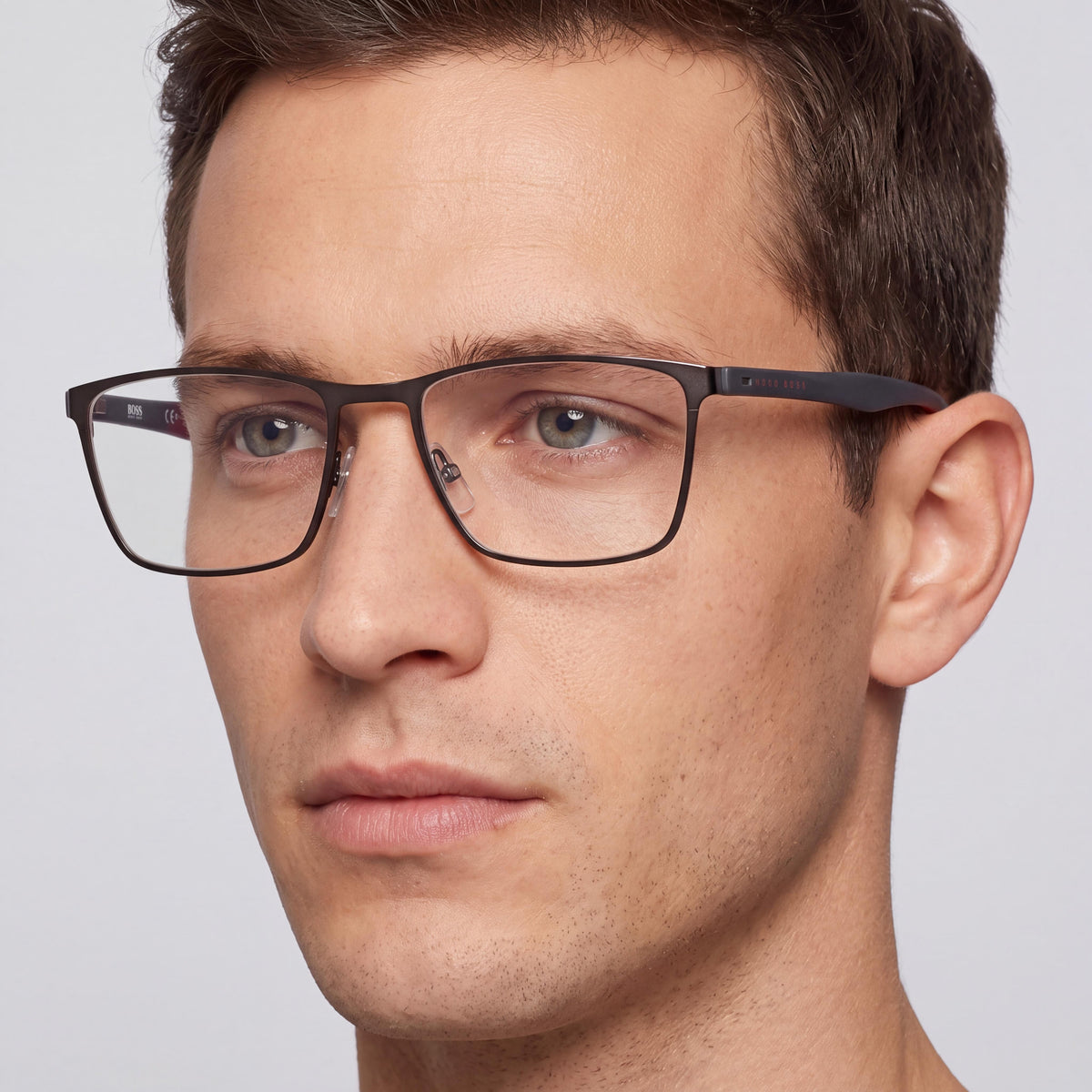 Hugo Boss Men's Boss 1079 Square Eyeglasses with Ruthenium Black Metal Frame and Black Lenses 58, Photo 4