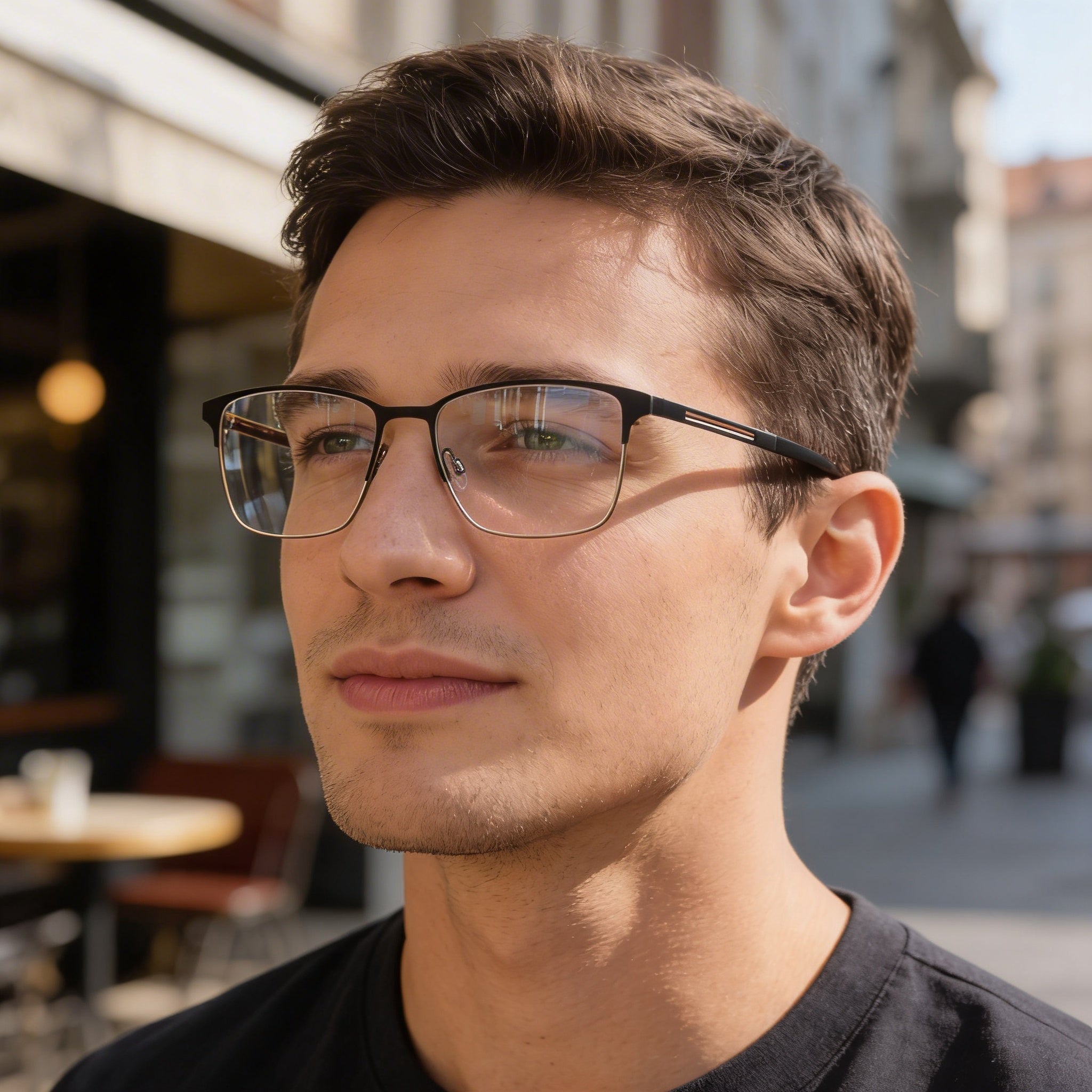 Flexon E1160 Men's Ophthalmic Eyeglasses Frames in Matte Black, 57mm Lens Width, 18mm Bridge, 150mm Temple Length, Photo 6