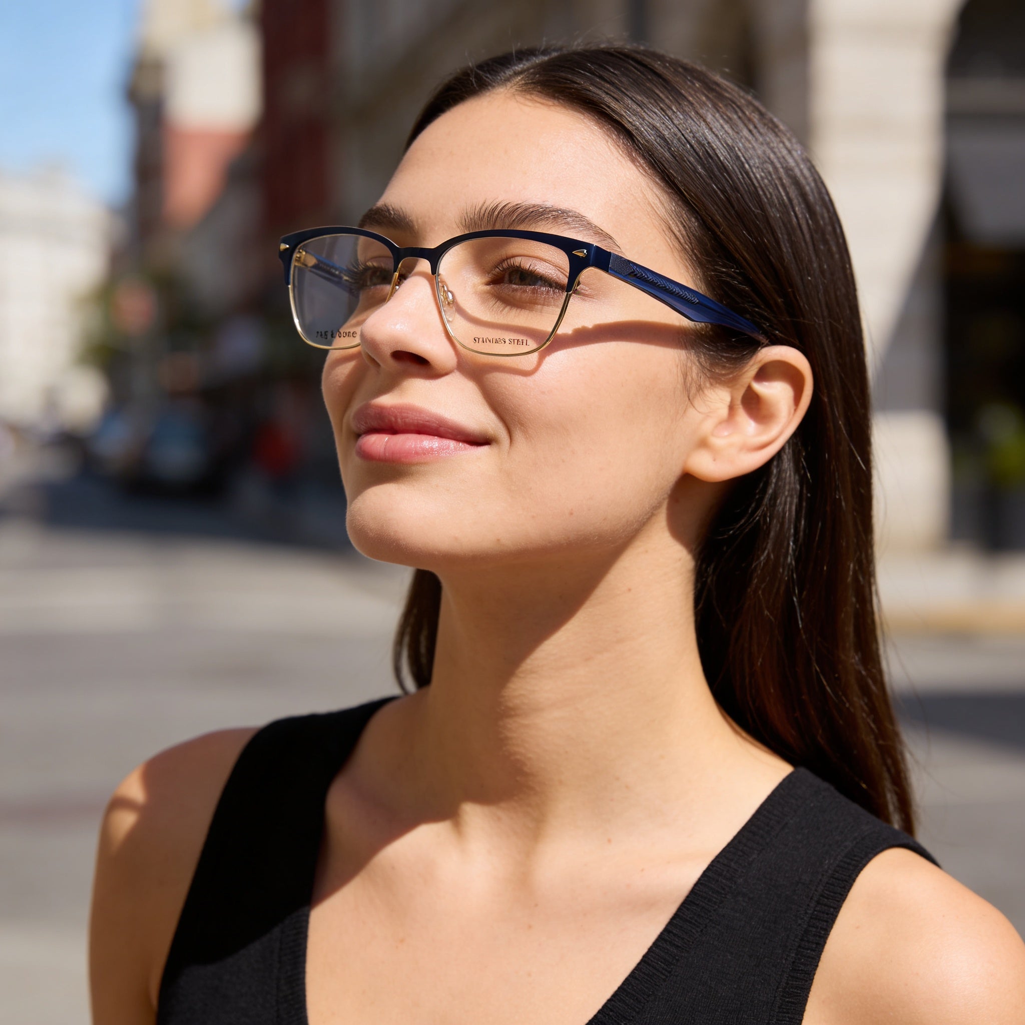Rag & Bone Modern Women's Blue Alloy Steel Frame Sunglasses with Blue Polycarbonate Lenses 51-17-140mm, Photo 5