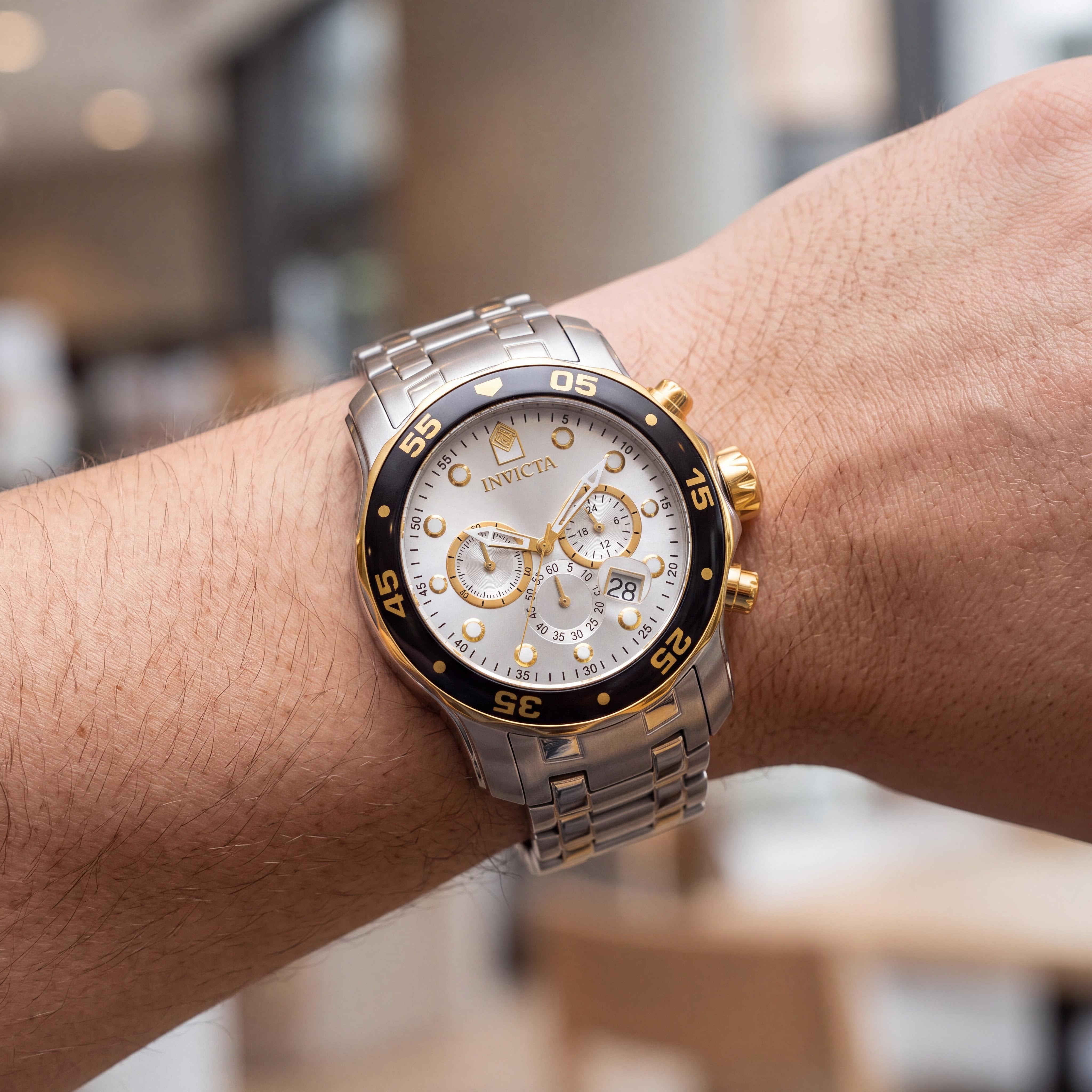 Invicta Men's Diver Quartz Chronograph Stainless Steel Watch Silver White 48mm, Photo 4