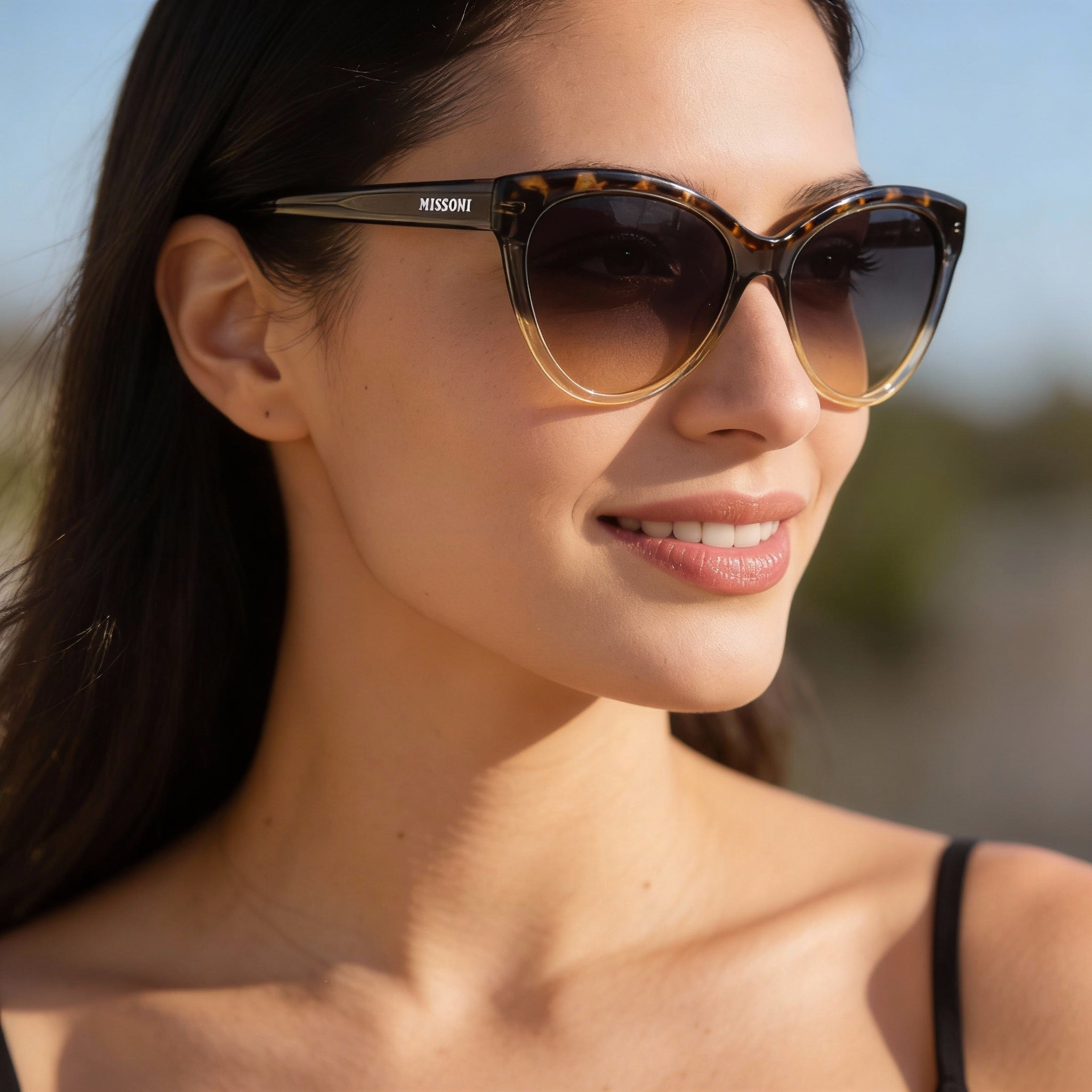 Gafas de sol modernas Missoni para mujer, transparentes, de acetato, color tortuga descolorida, gris ocre, con protección UV, no polarizadas, 57 mm, Photo 6