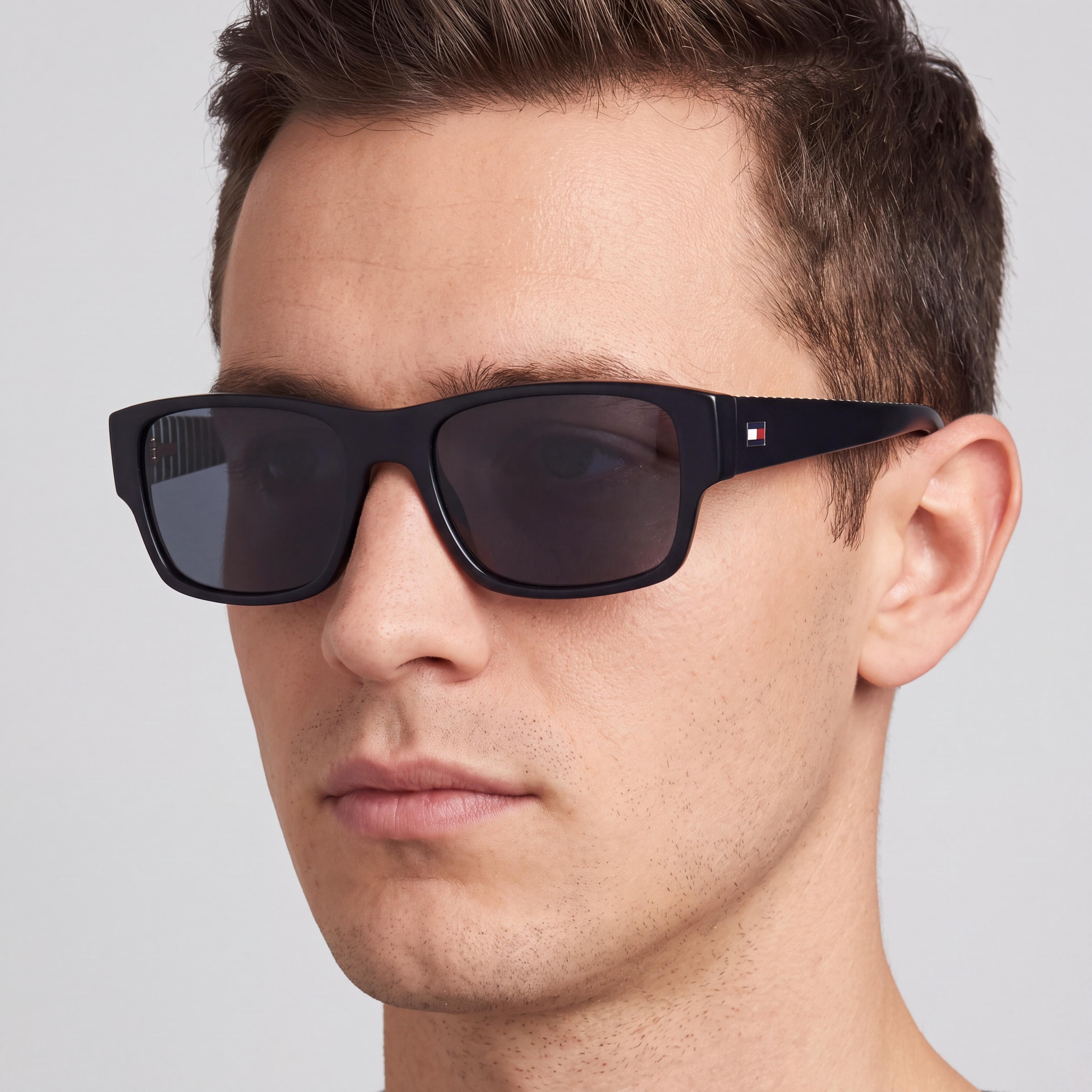 Gafas de sol Tommy Hilfiger de hombre con montura moderna de acetato azul y lentes de policarbonato azul no polarizadas 56-19-140, Photo 4