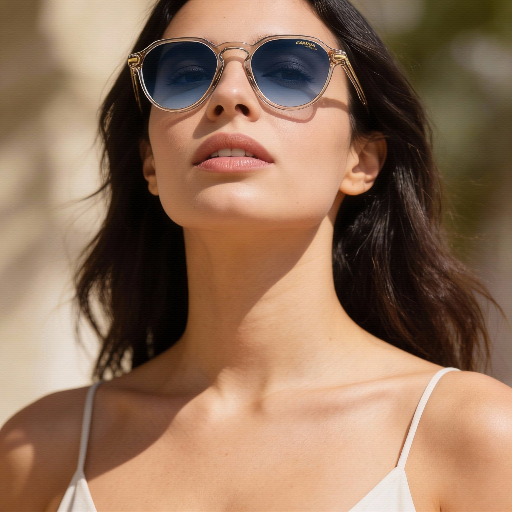 Gafas de sol Carrera 314/S unisex, montura de acetato beige, color azul oscuro, protección UV, no polarizadas, 50 mm, Photo 6