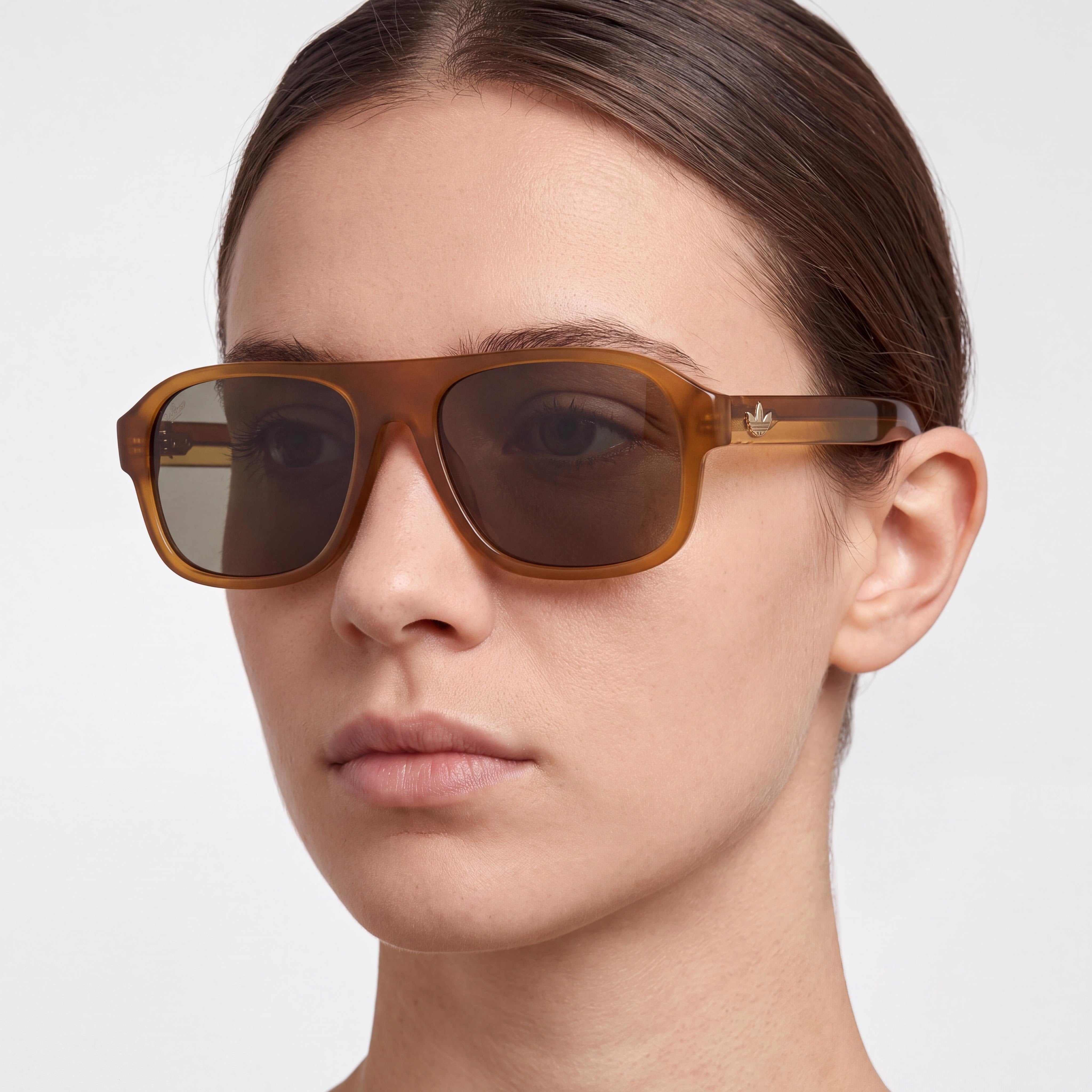 Gafas de sol adidas Originals casuales unisex de acetato, naranja claro brillante con espejo verde, protección UV 400, 55 mm, Photo 4