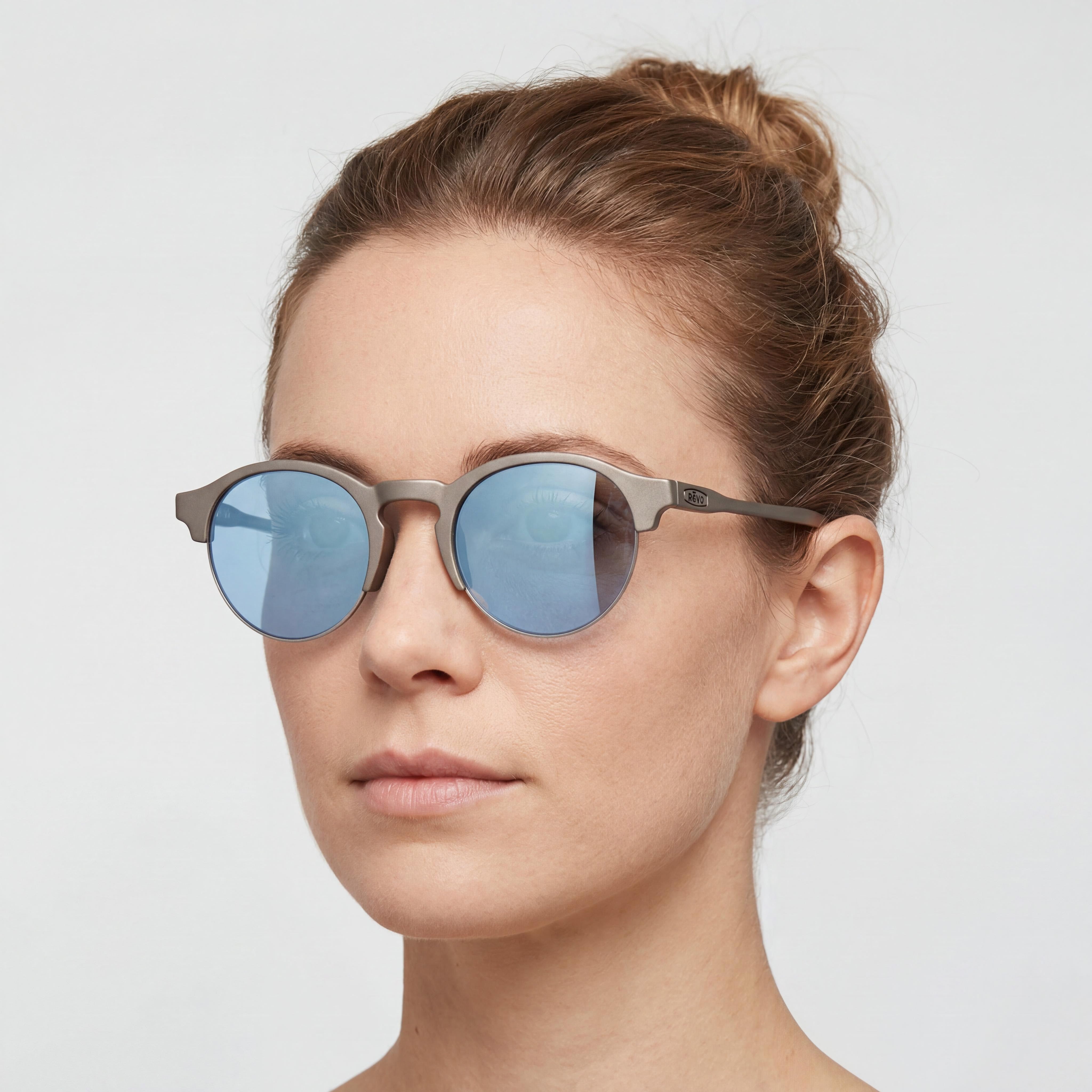 Revo Women's Re 1066 Reign Round Plastic Matte Pewter Polarized UV Protection Sunglasses 49mm, Photo 5