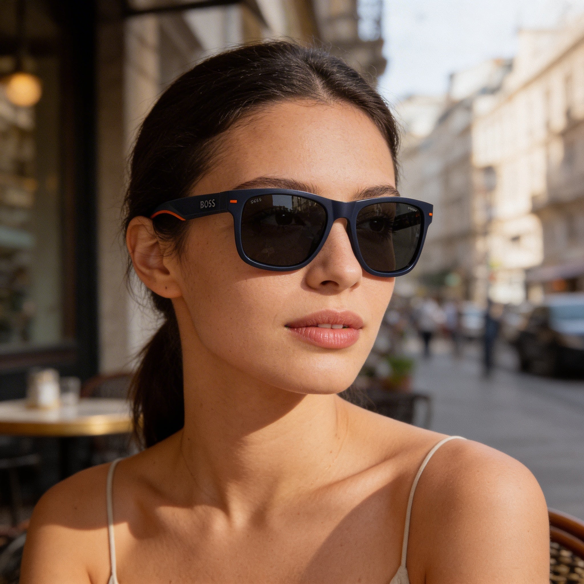 Gafas de sol unisex Hugo Boss Classic Matte Azul Naranja Gris Poliamida Ecológica con Protección UV Polarizada 55-19-140, Photo 4