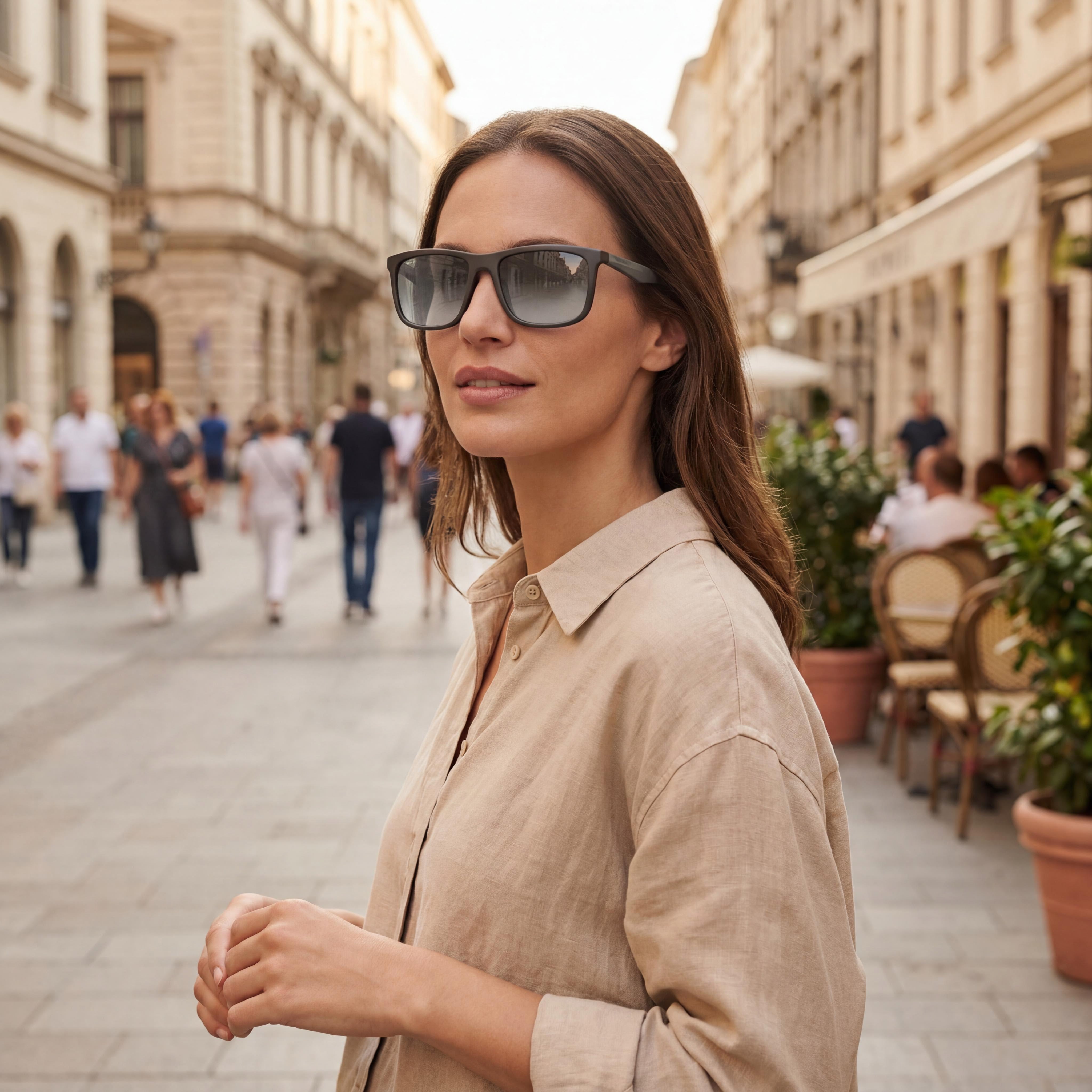 Emporio Armani Ea4234u Universal Fit Women's Plastic Sunglasses Matte Brown Light Grey Frame Light Grey Lens 100% UV Protection 57mm, Photo 5