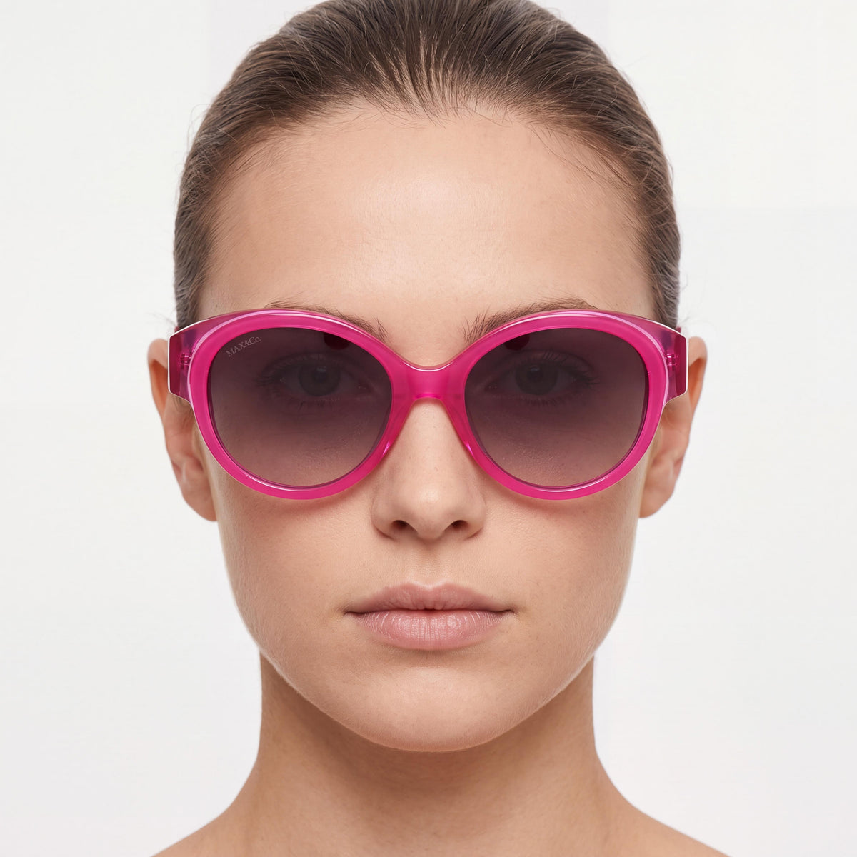 Max & Co. Casual Women's Shiny Pink Acetate Frame Grey Non-Polarized Lens Sunglasses 55-19-140, Photo 4
