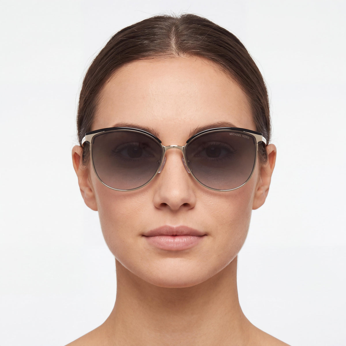 Michael Kors Women's 1088 Magnolia Round Metal Gold, Light Gold Dark Grey Sunglasses with Grey Non- Lenses 16-140mm, Photo 4