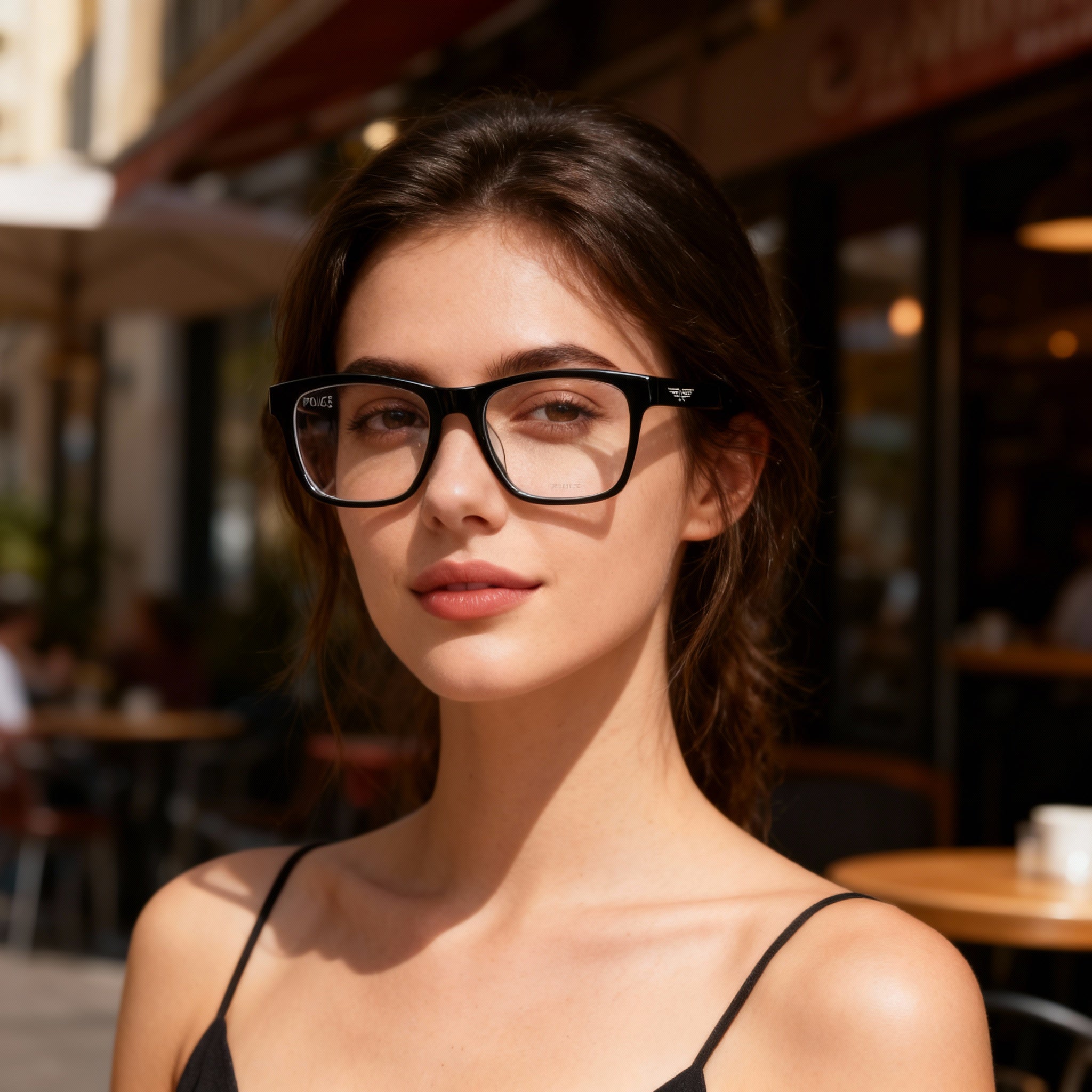 Police ORIGINS BULLET 1 VPLE37N Unisex Modern Square Plastic Frame Eyeglasses Shiny Black 52mm, Photo 4