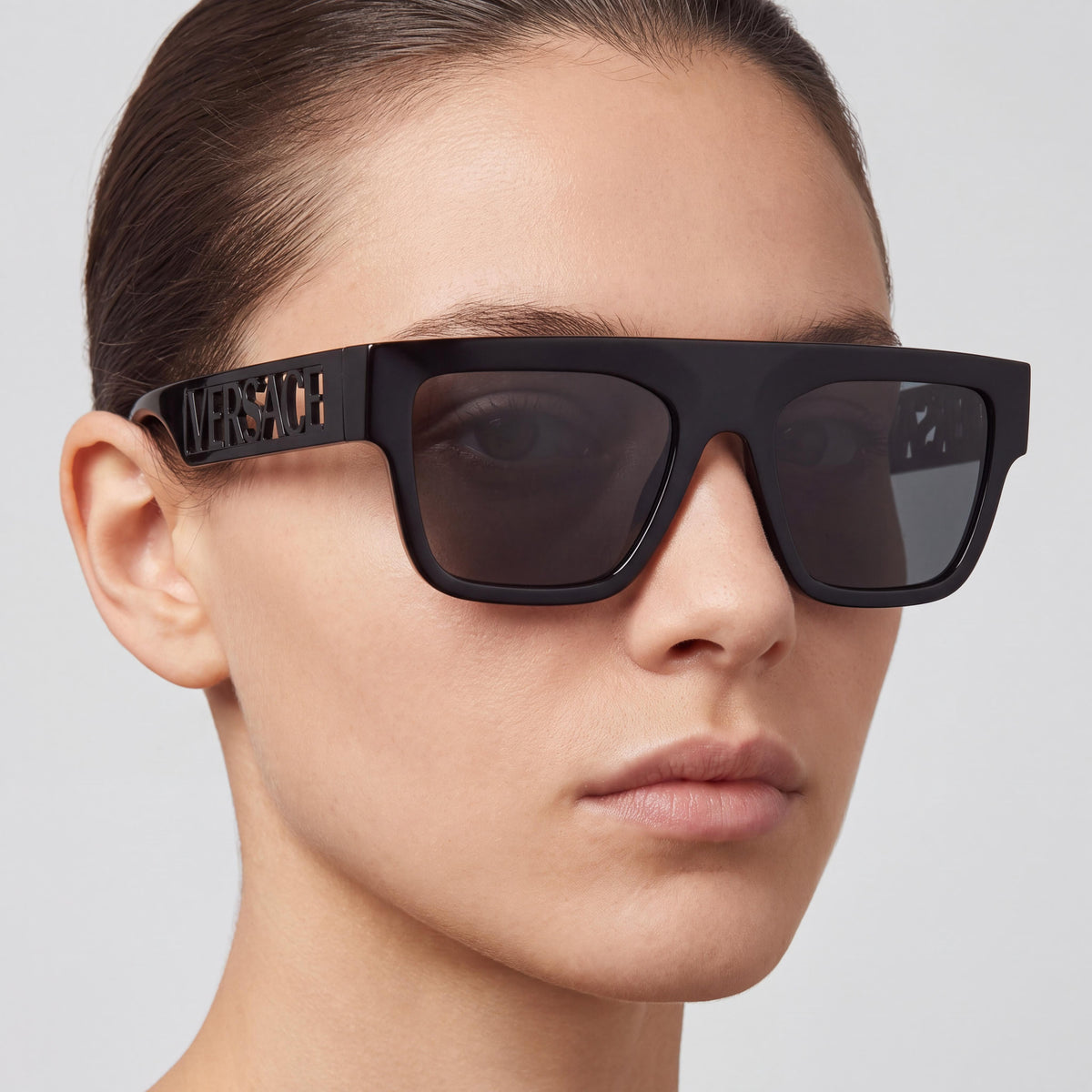 Versace Geometric Unisex Injected Black Dark Grey Prescription-Ready Polycarbonate Eyewear 53-20-140, Photo 4
