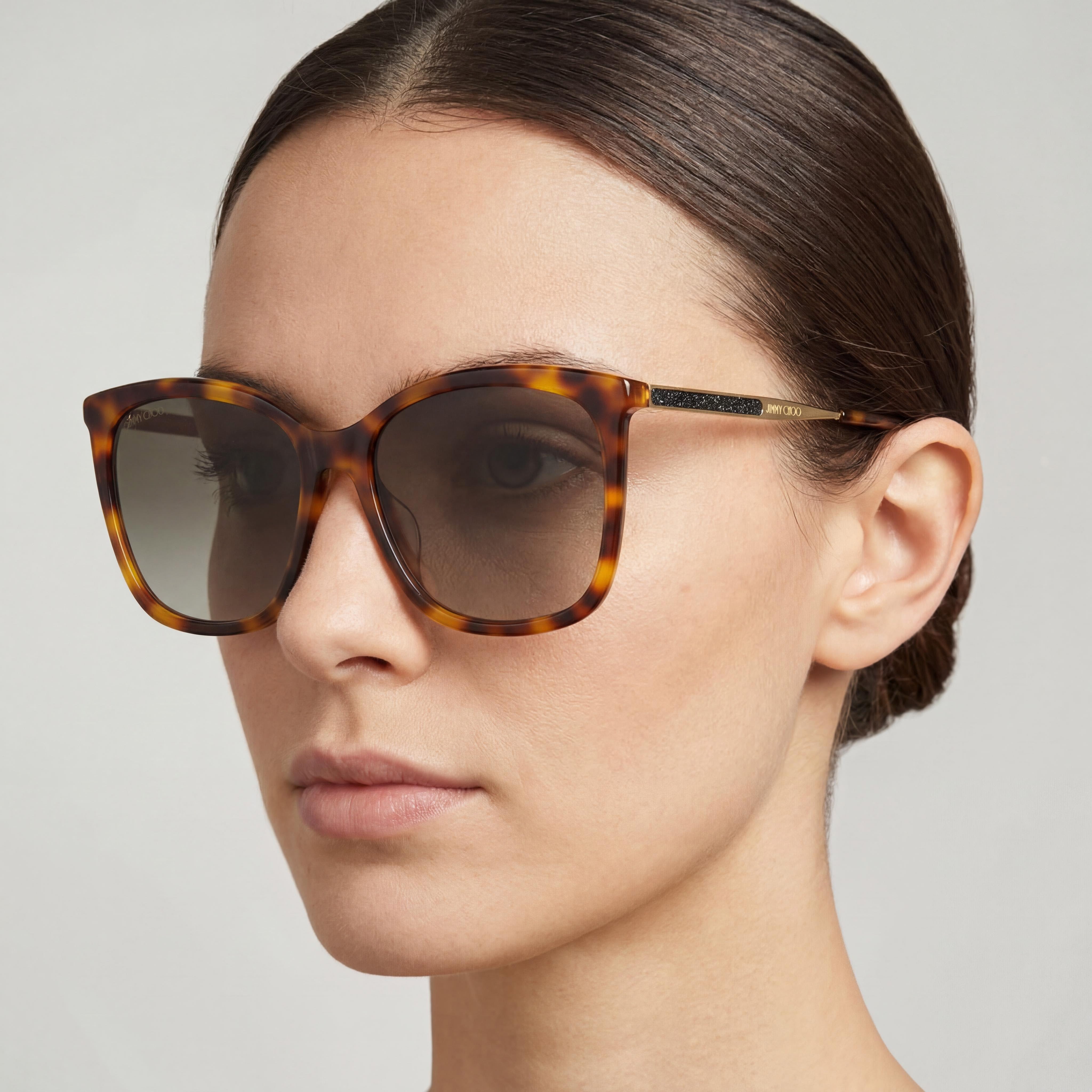 Jimmy Choo NEREA/G/S Gafas de sol de mariposa para mujer con montura de acetato havana, lentes degradadas marrones, 100% protección UV, 57mm, Photo 5