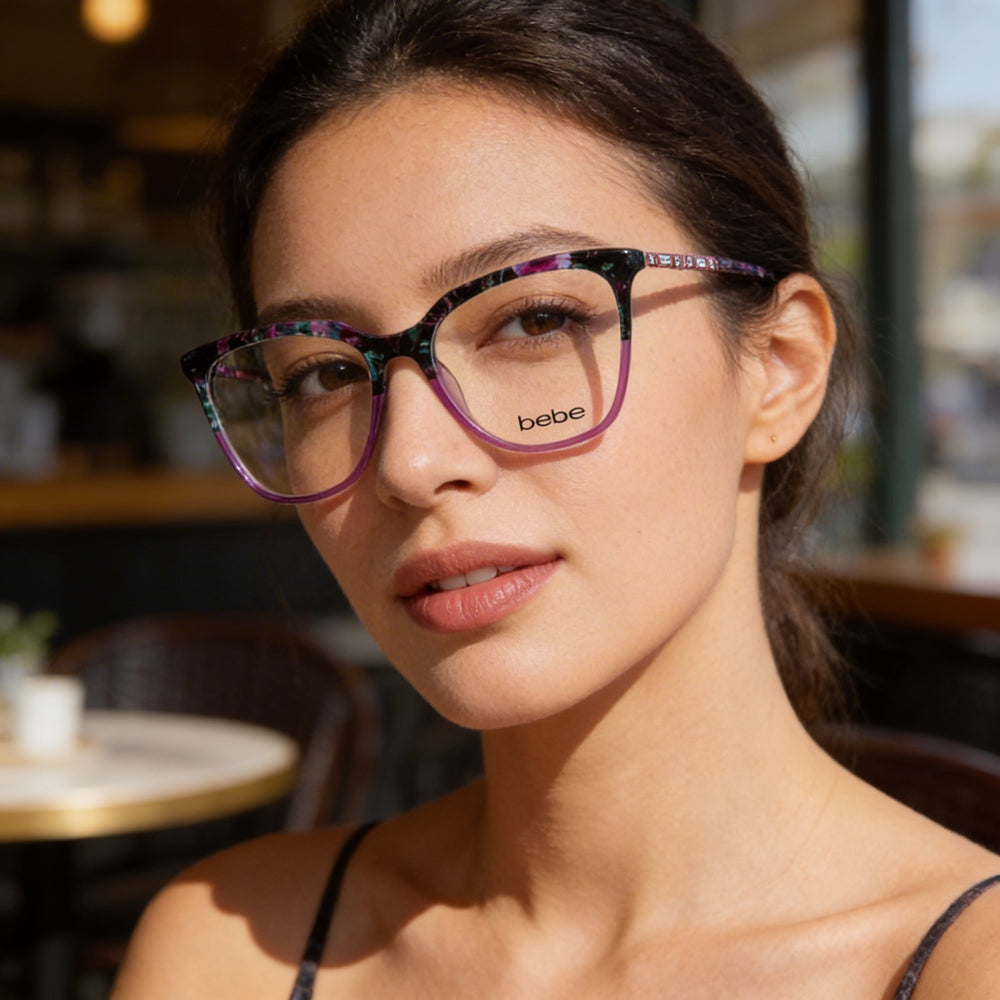Gafas graduadas de mujer bebe Bb5191 con montura redonda completa de acetato fucsia de 54 mm