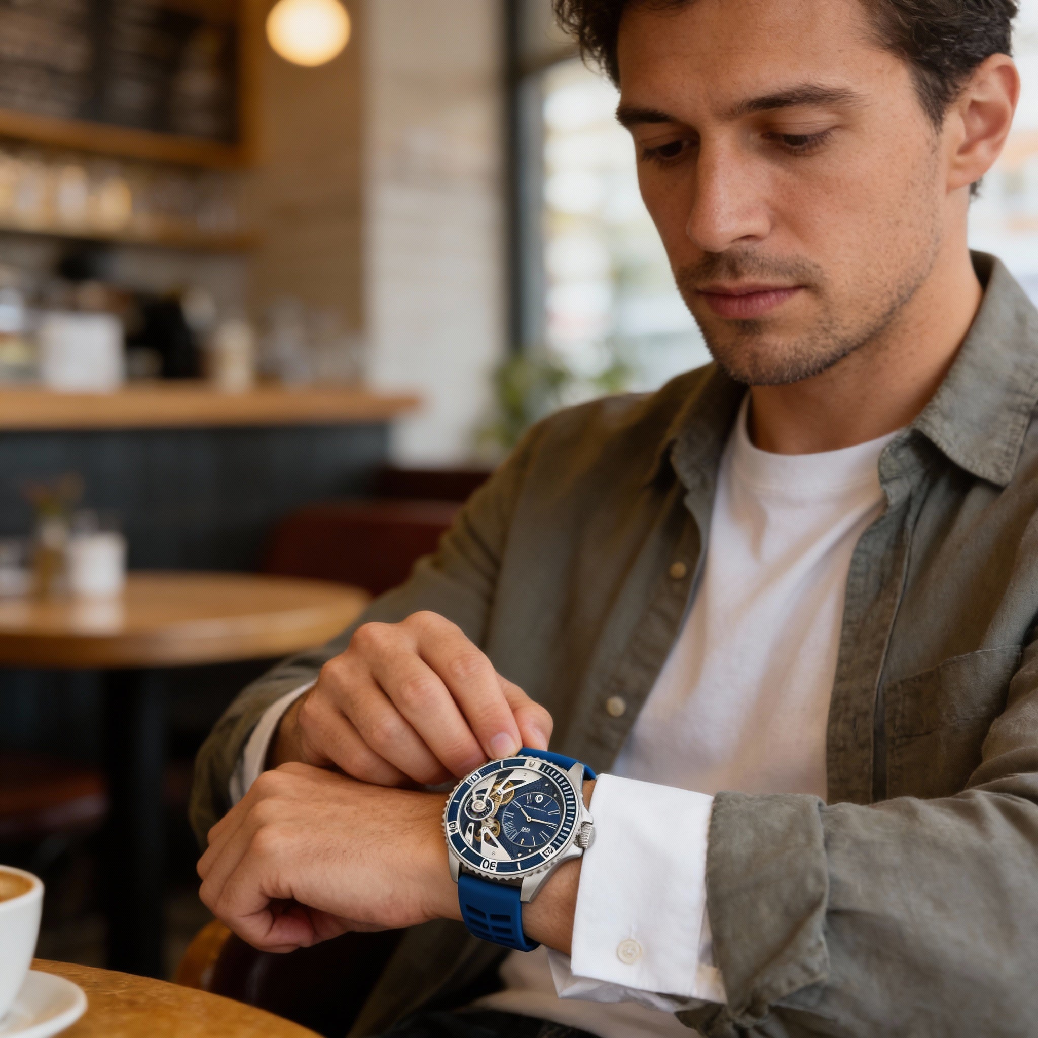 Reloj Oceanaut para hombre con movimiento de cuarzo, esfera azul, fecha, resistente al agua y mineral resistente a arañazos., Photo 3