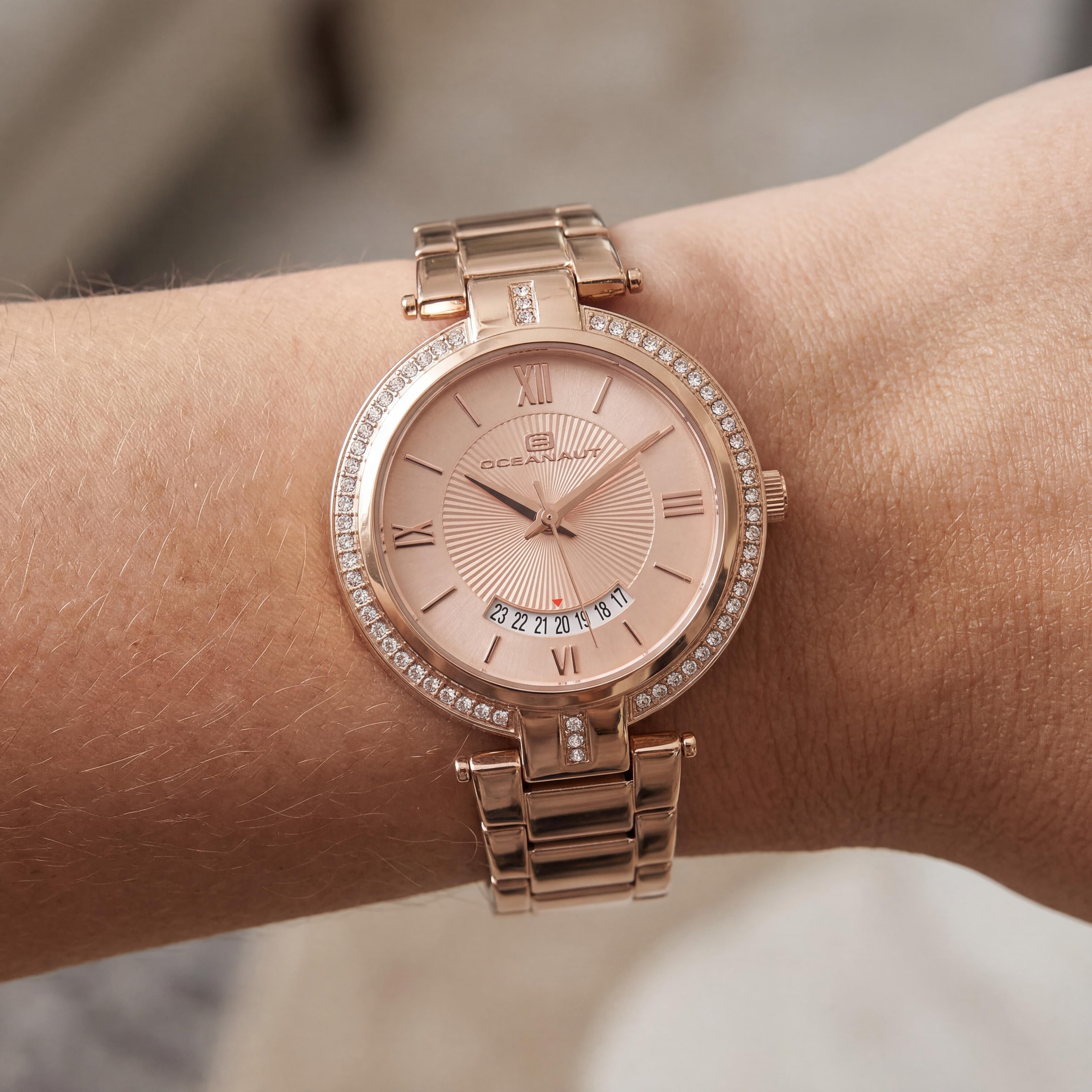 Oceanaut OC0291 Women's Rose Gold Stainless Steel Quartz Water Resistant Watch with Scratch-Resistant Mineral Crystal, Photo 4