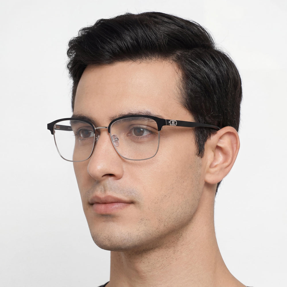Salvatore Ferragamo SF2225 Gafas Unisex de Acero de Aleación Rectangulares Modernas Rutenio Negro 53mm