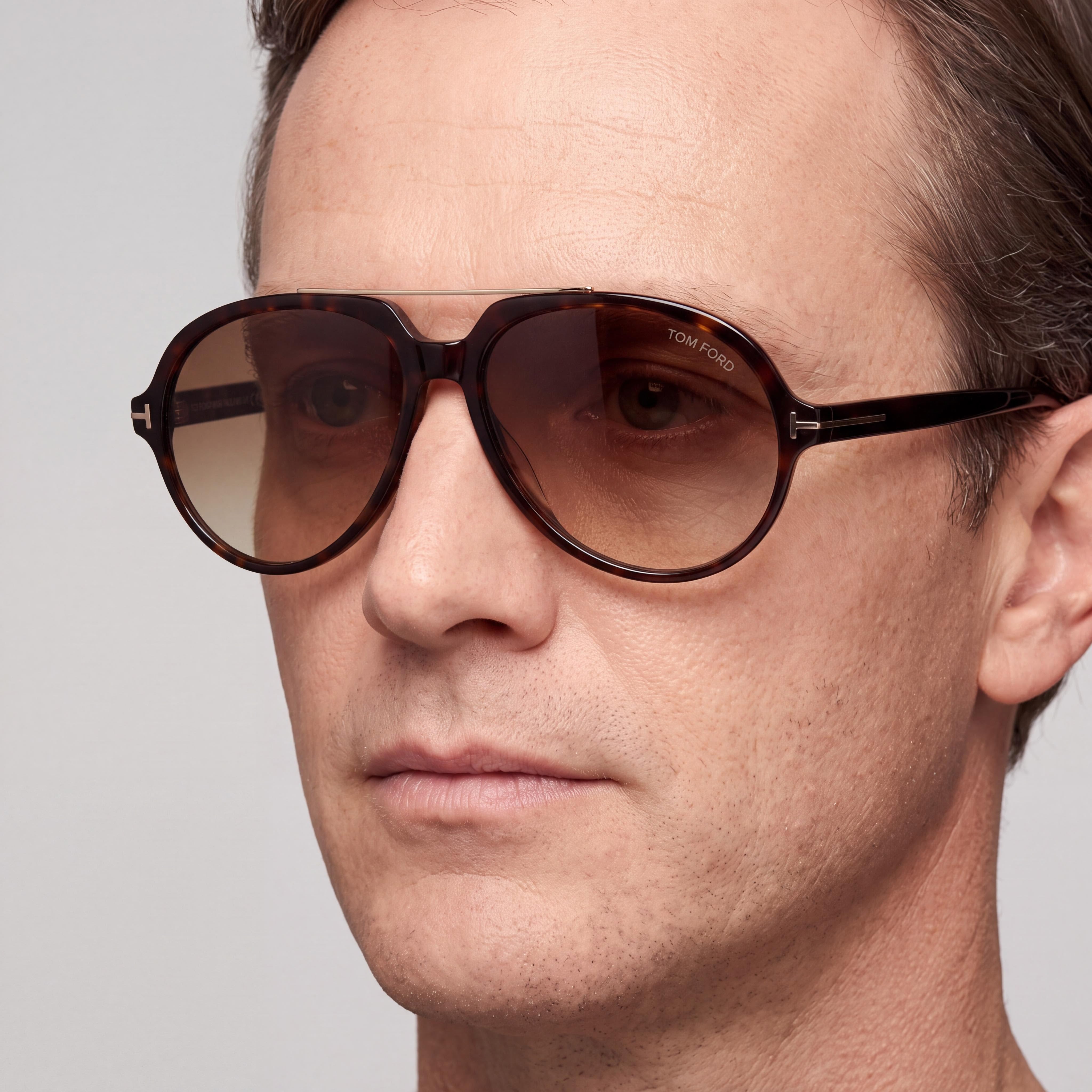 Tom Ford FT1210 Gafas de Estilo Clásico Unisex con Montura de Plástico Dark Havana y Lentes Negras 59mm, Photo 5