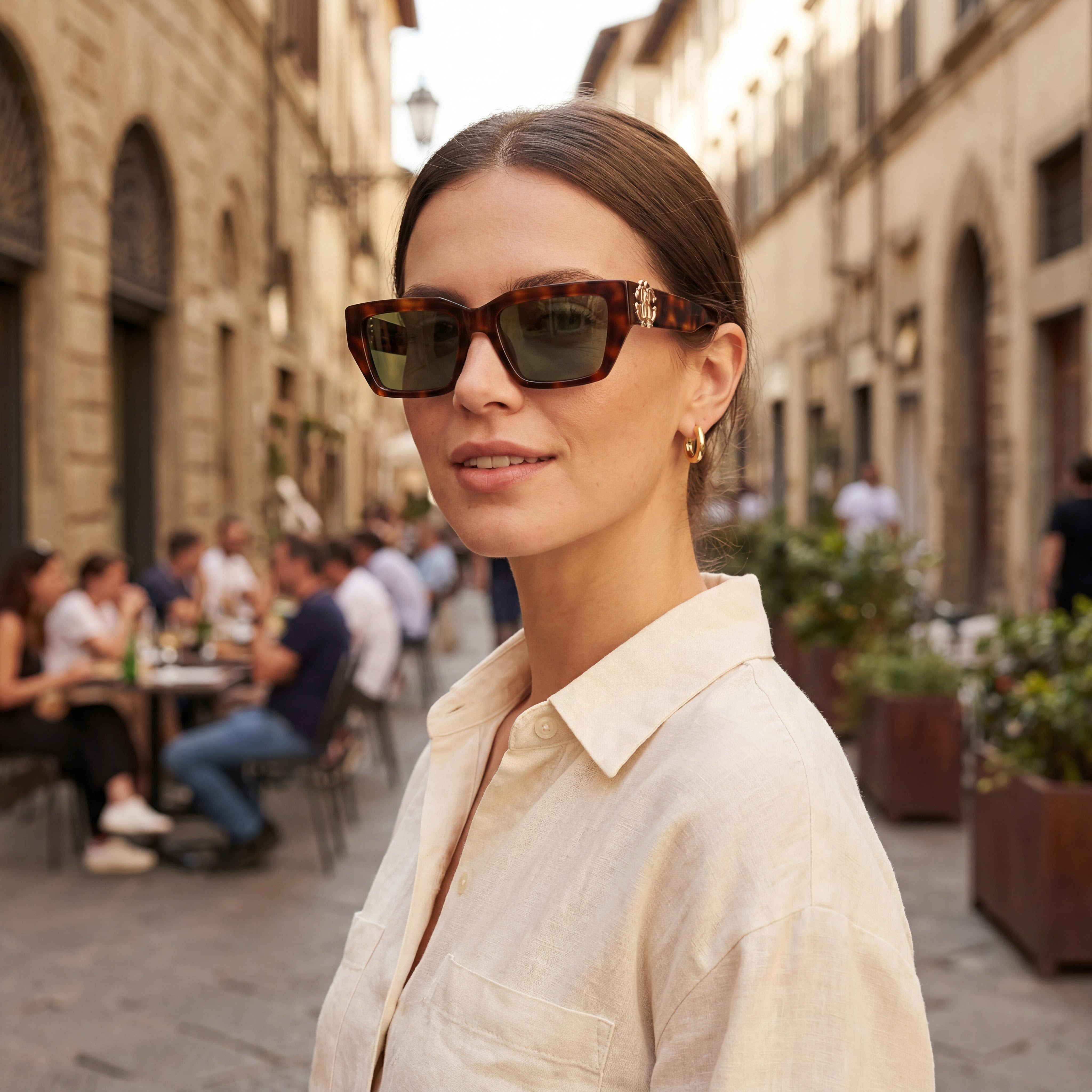 Gafas de Sol Just Cavalli Modern de Acetato Negro Brillante para Mujer con Degradado Bianco Neve Lucido Protección UV 53mm, Photo 6