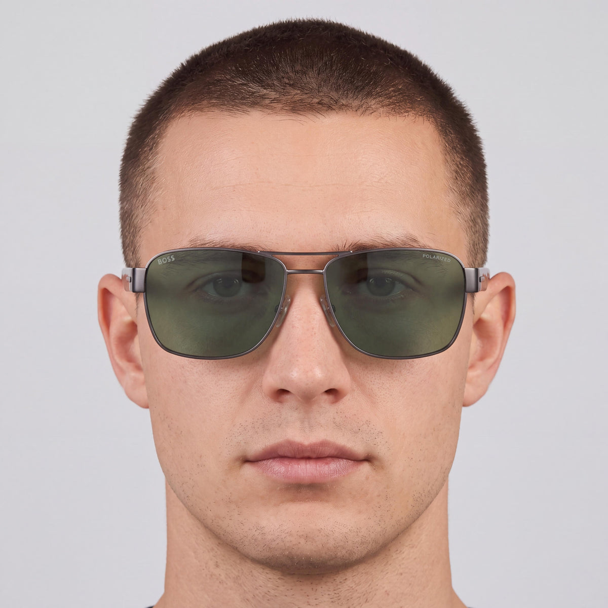 Gafas de sol unisex Hugo Boss Casual con montura de acero inoxidable en tono habana y lentes verdes con protección UV de 60 mm, Photo 5