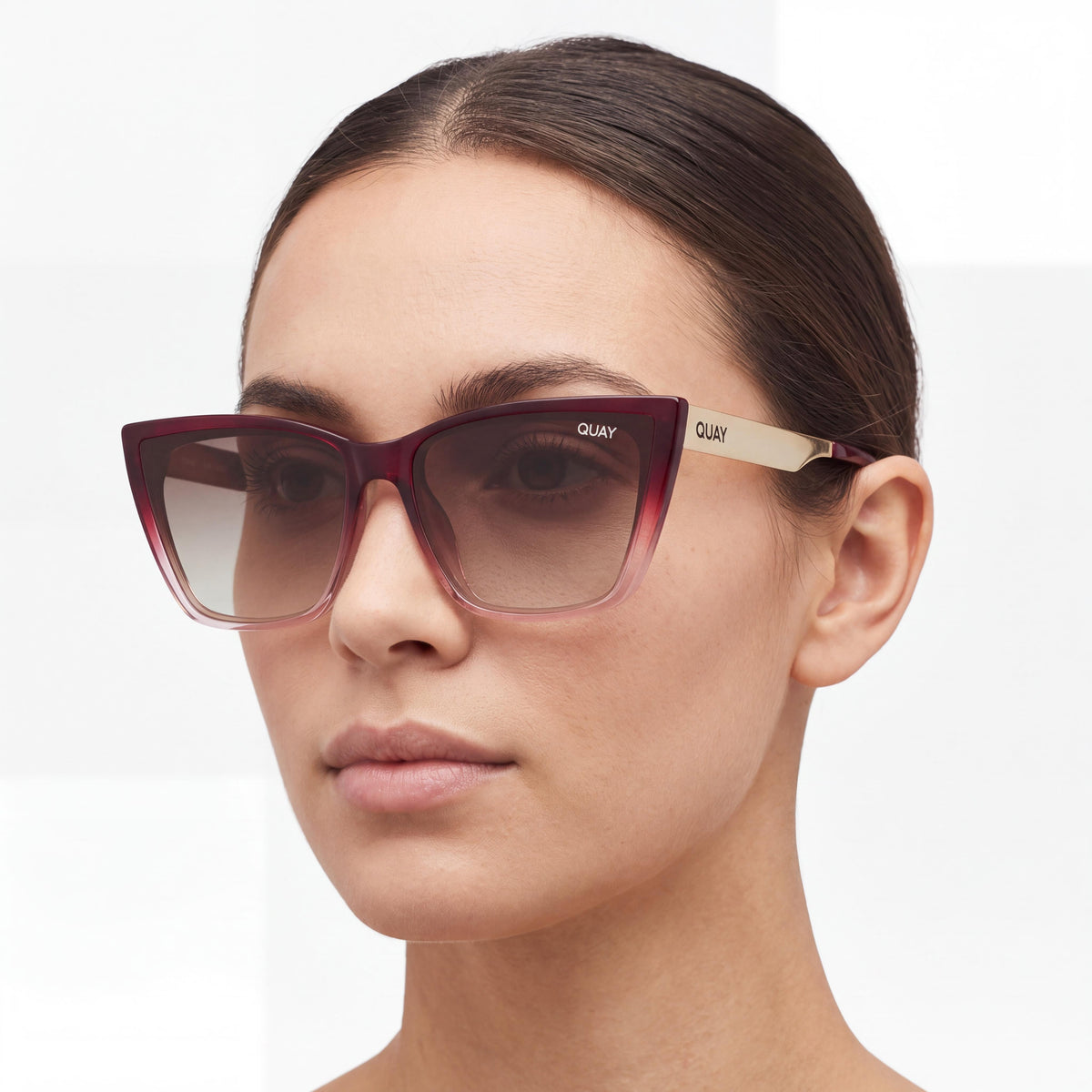 QUAY AUSTRALIA Call The Shots Women's Casual Non-Polarized Sunglasses Rouge Ombre Dark Brown Combination Frame 59mm, Photo 4