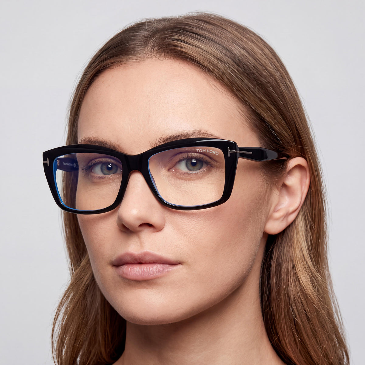 Marcolin Ft6065-b Women's Classic Sunglasses, Shiny Black Blue Filter Plastic Frame, Black Non-Polarized Lenses 55mm, Photo 3