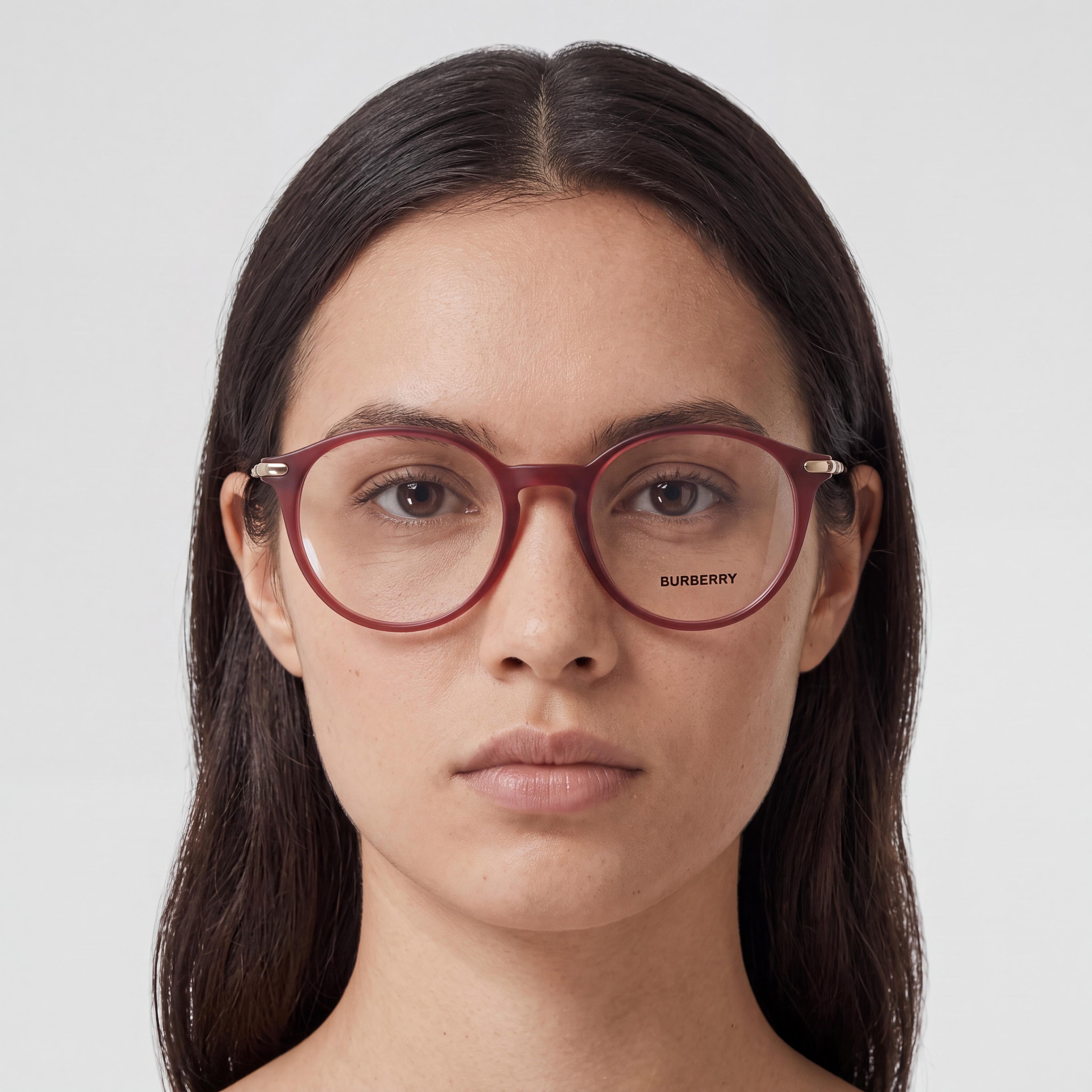 BURBERRY Be 2365 Women's Lightweight Acetate Eyeglasses with Clear Lenses, Bordeaux, 51mm, Photo 4