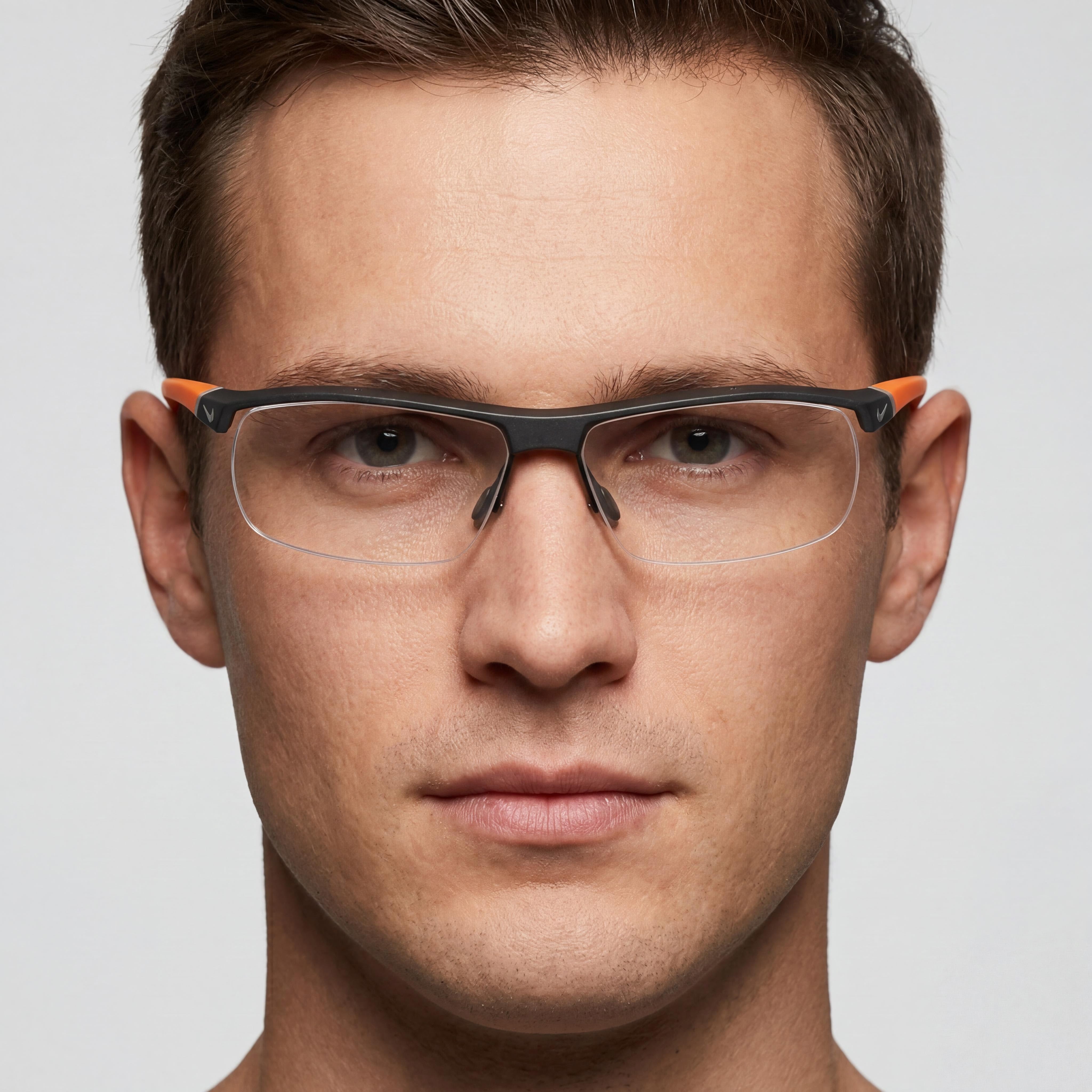 Nike 7071/2 Men's Dark Grey/Orange Plastic Prescription Ready Optical Eyeglasses, Lens Width 57, Photo 4