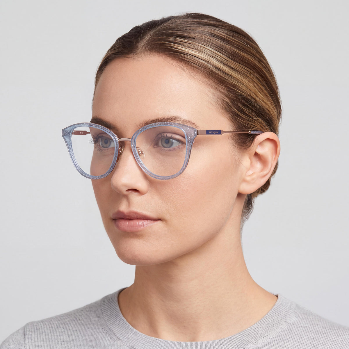 Gafas graduadas de metal marrón sombreado rosa para mujer Hallie/G de kate spade new york 52/140/17, Photo 4
