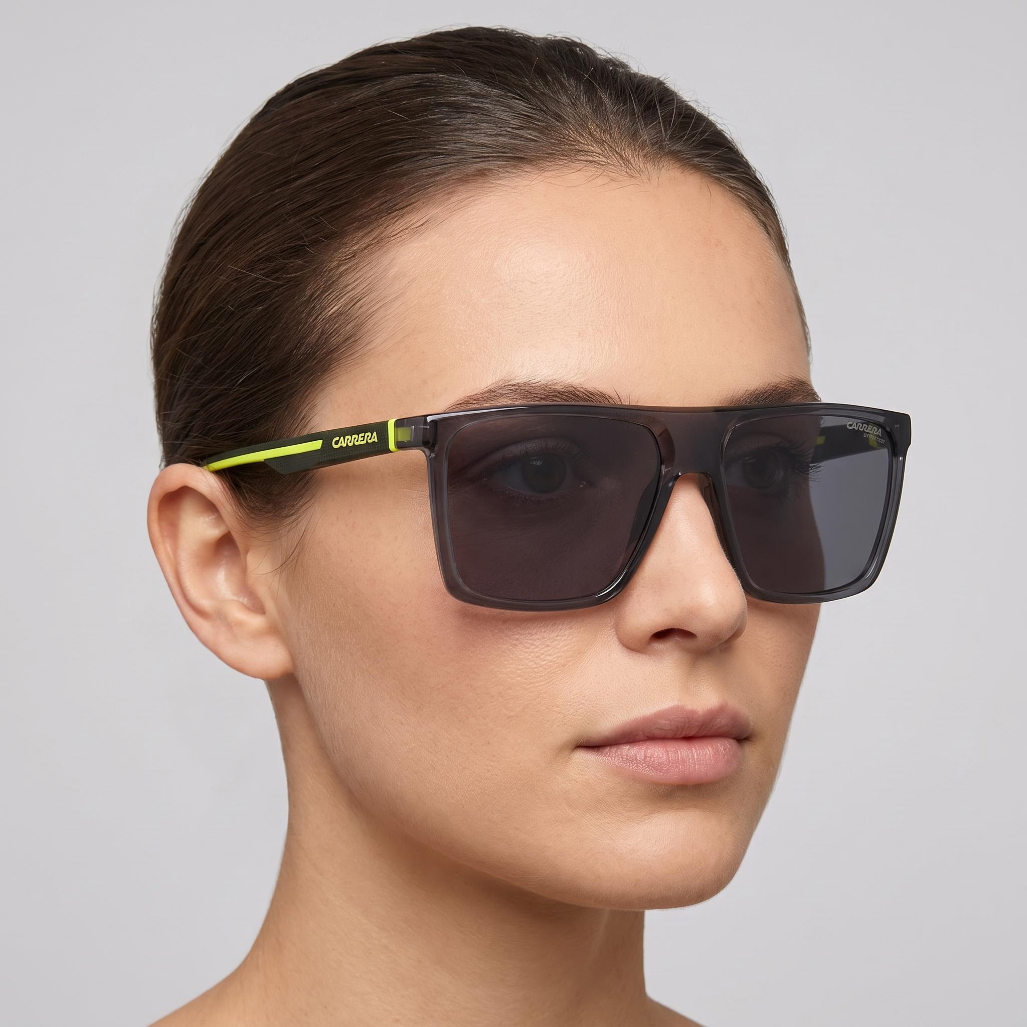Carrera CASUAL Gafas de sol de poliamida ecológica UV 400 no polarizadas para mujer, Gris Amarillo Fluo, 58mm, Photo 5