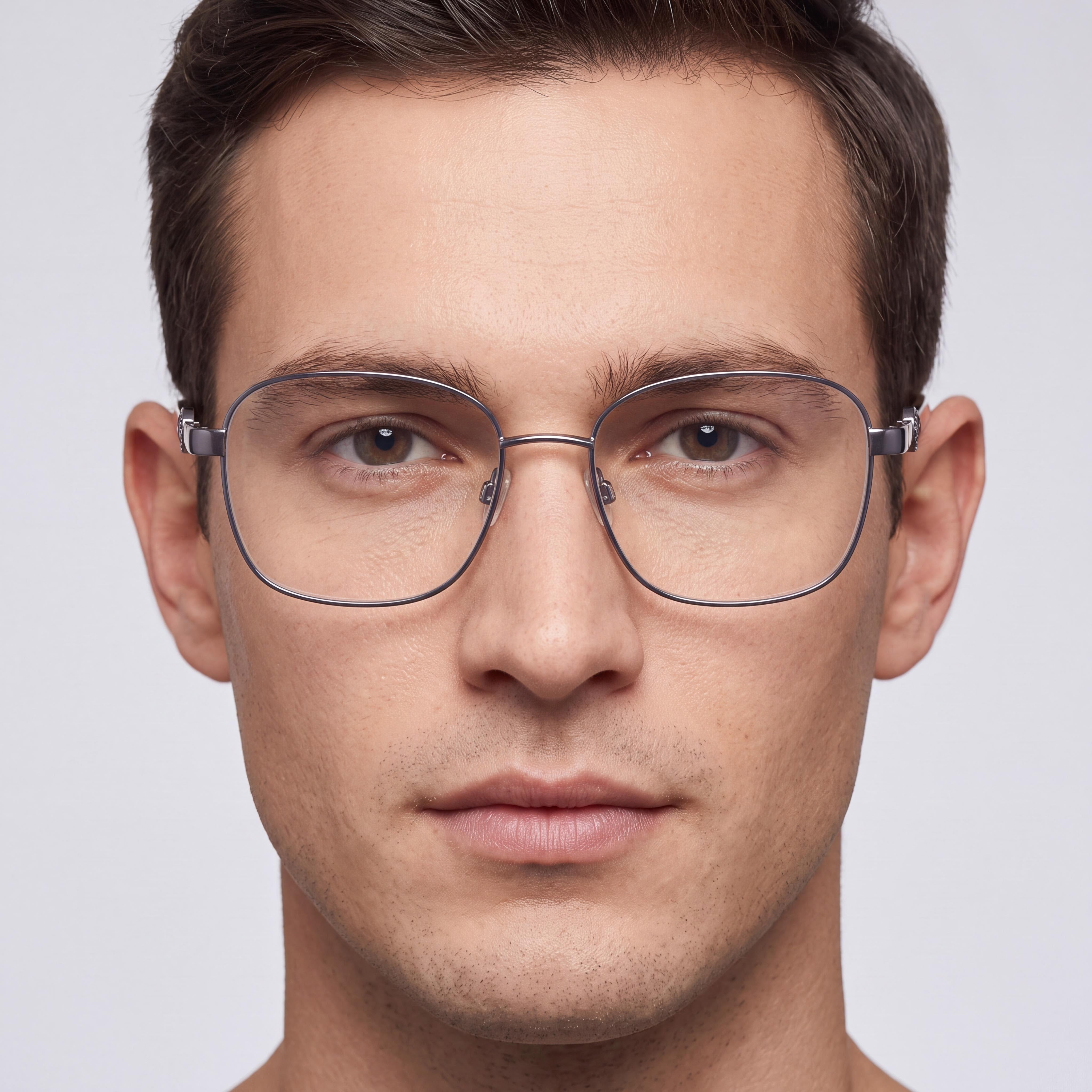Gafas para hombre Anne Klein Ak5103 con montura de metal color pizarra, lentes transparentes de policarbonato, 52 mm, Photo 5