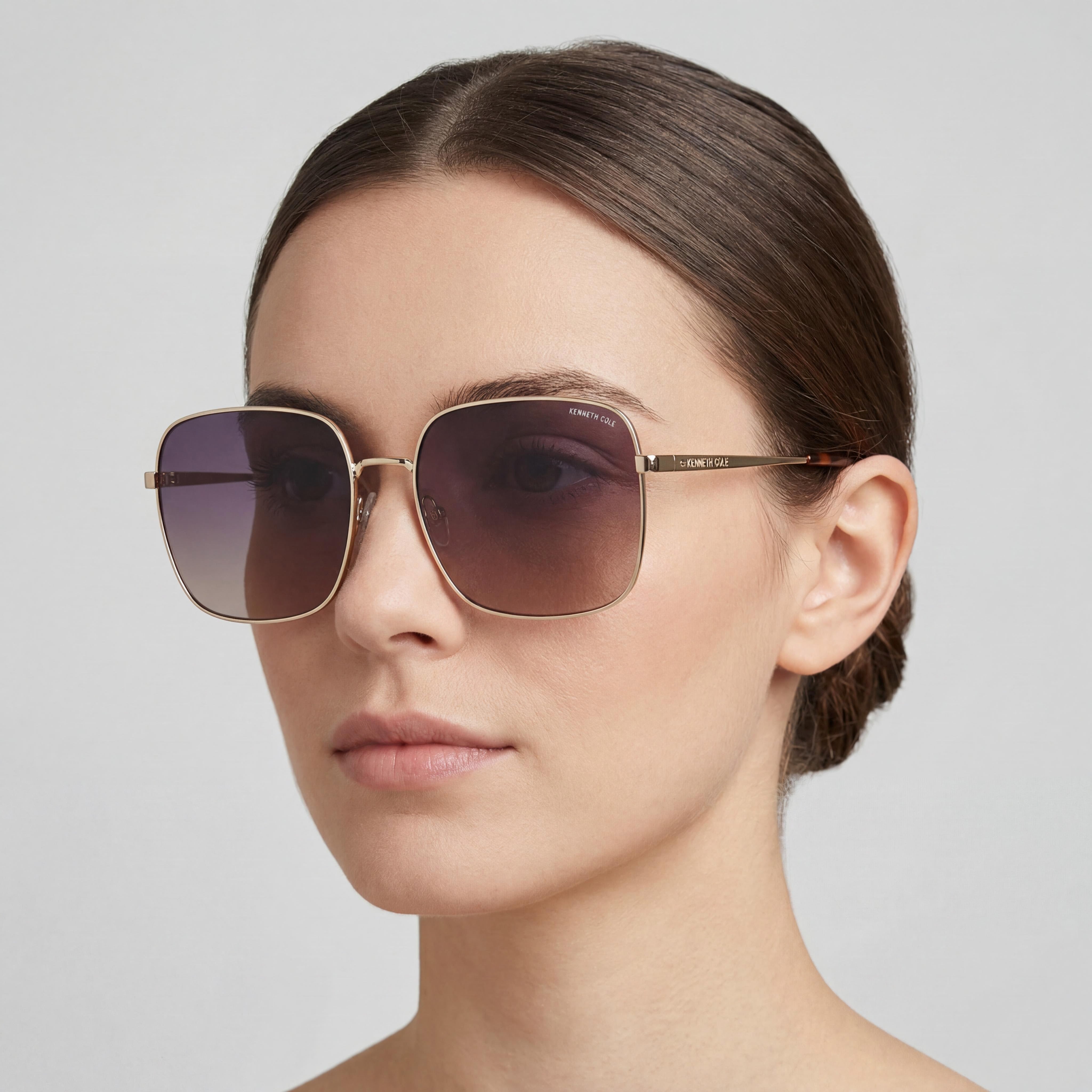 Kenneth Cole Kc6032w Women's Metal Sunglasses, Gold Gradient Blue Frame, Gradient Blue Lenses, UV Protected, 60mm, Photo 3