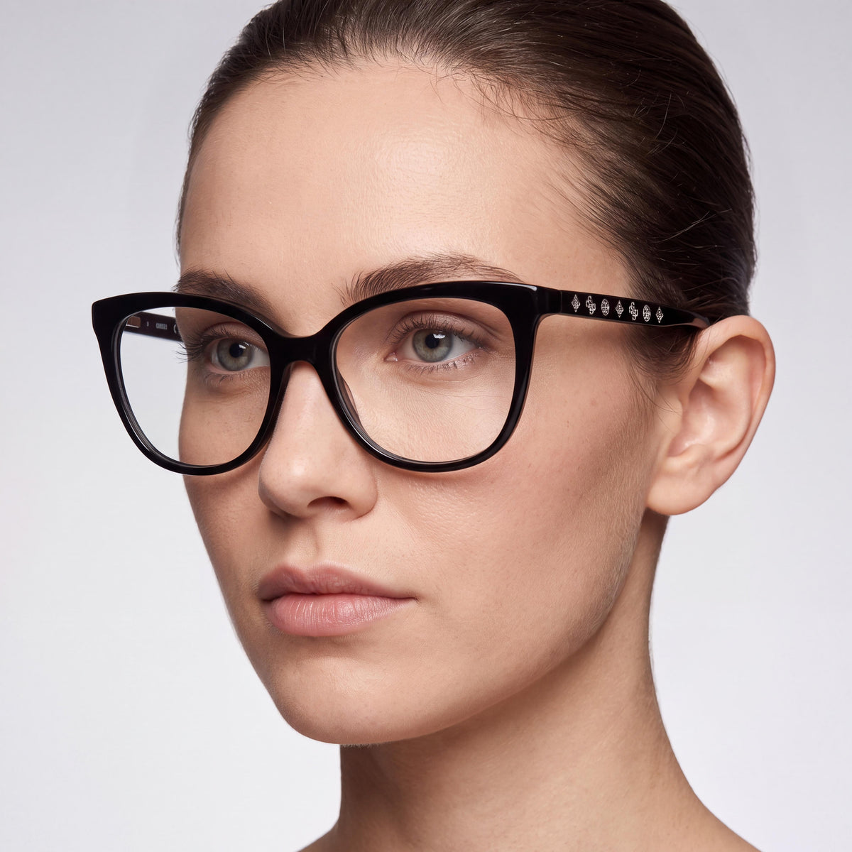 Gafas clásicas GUESS para mujer con montura de plástico oftálmico negro brillante y lentes no graduadas de 51 mm, Photo 3