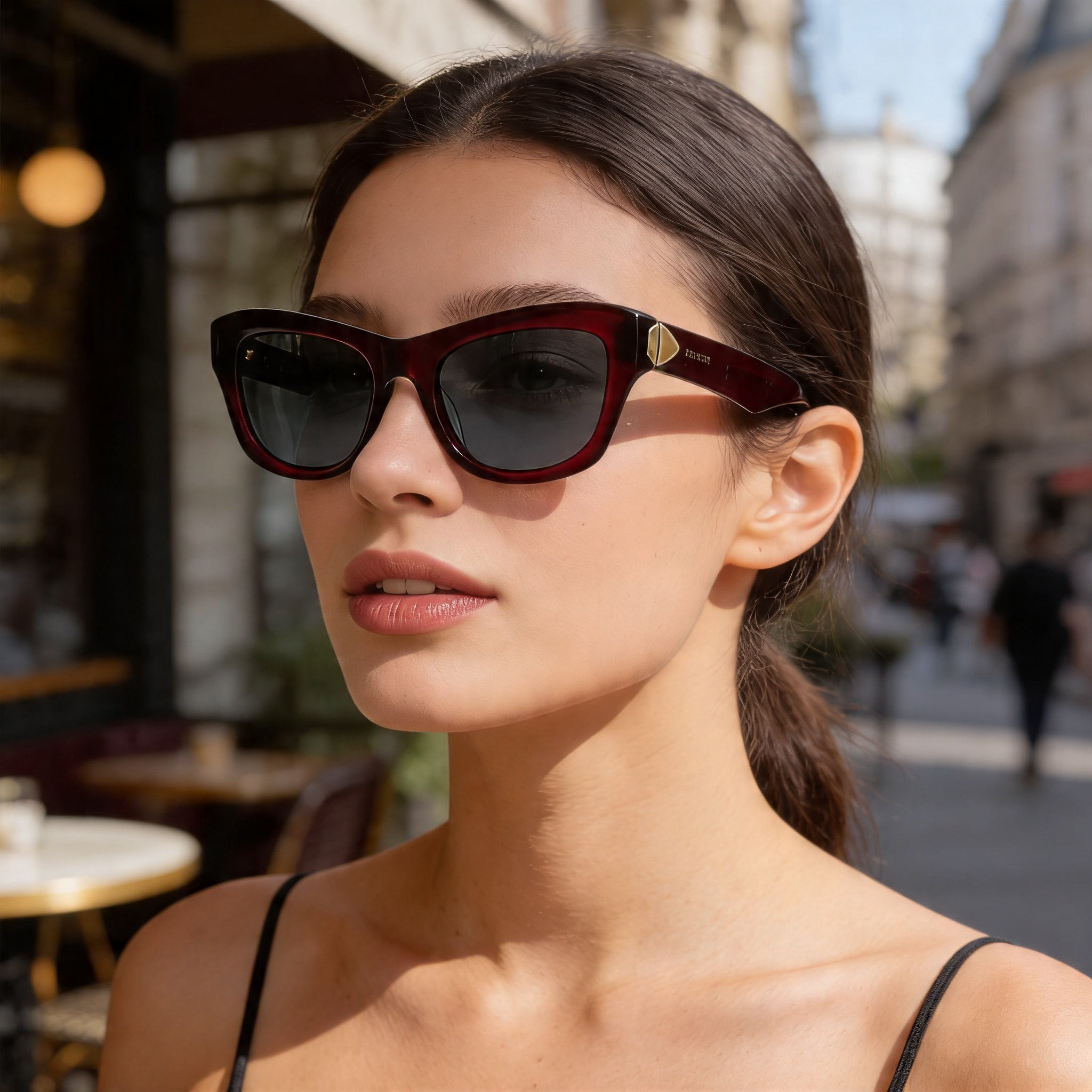 BURBERRY Classic Unisex Red Dark Grey Acetate Cat Eye Frame Polarized UV Protection Sunglasses 51mm, Photo 6
