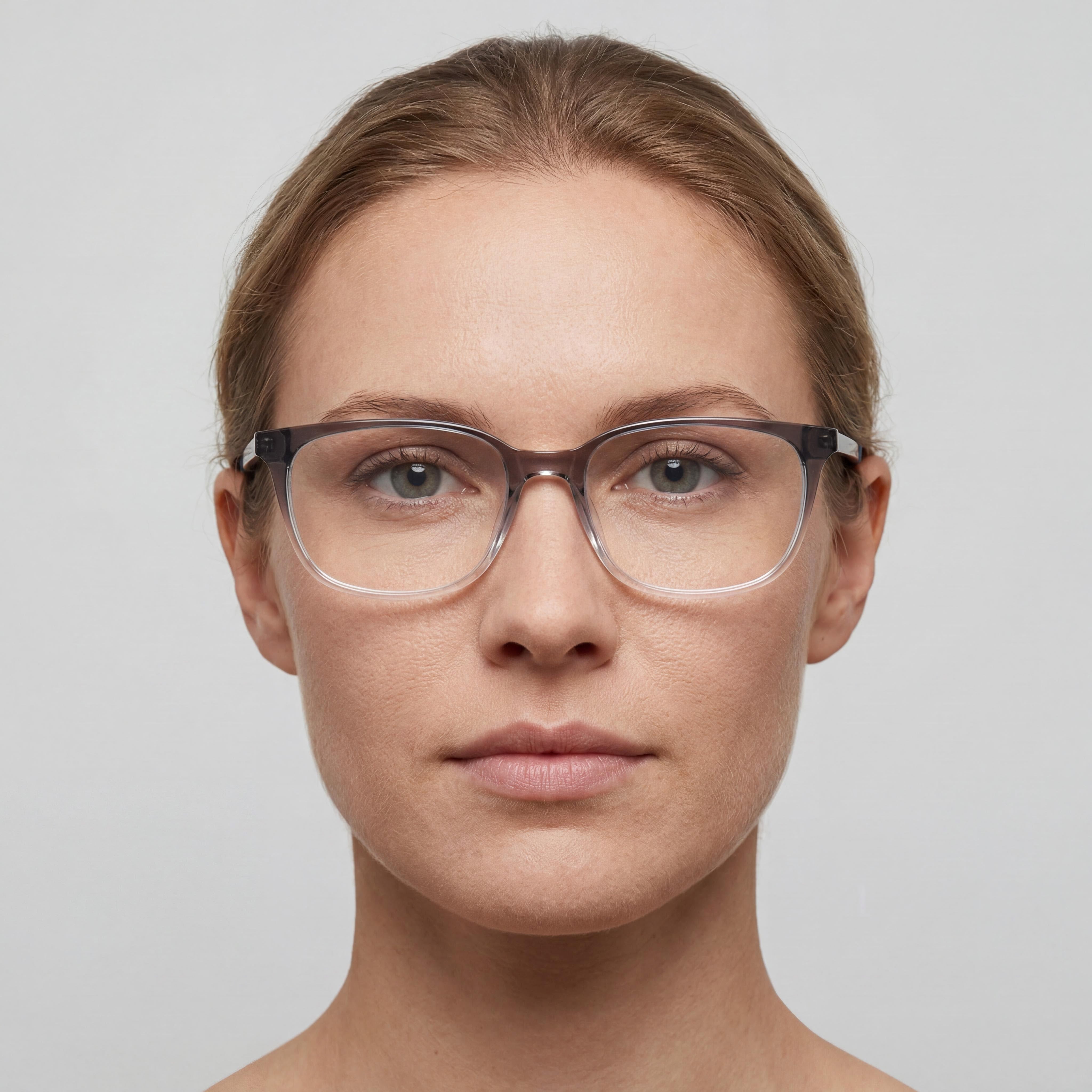 Nike Women's 7283 Plastic Frame Eyeglasses, Featuring Dark Grey Clear Fade Frame, Lens Width 52mm, Photo 4