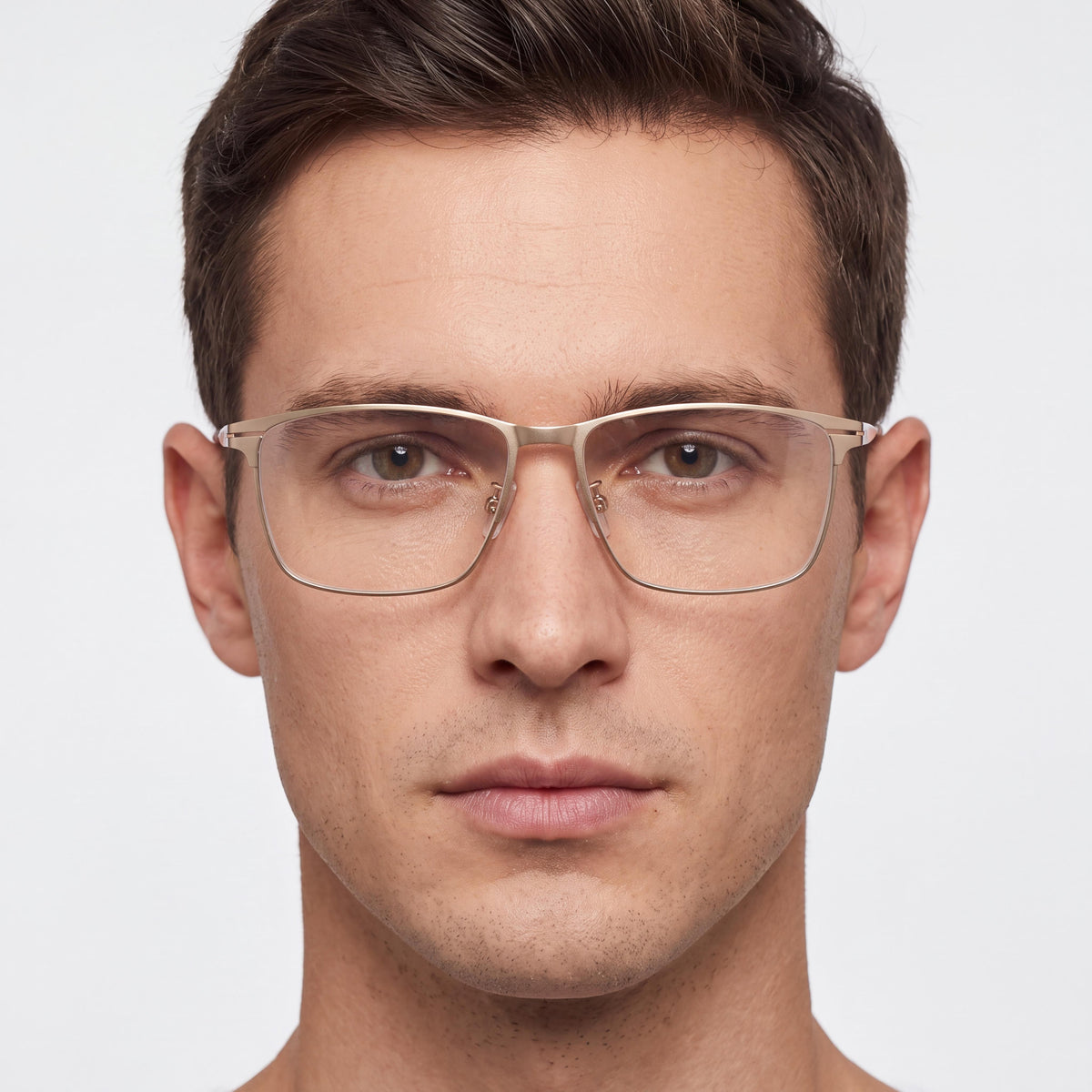 Hugo Boss Boss 1467/f Unisex Rectangular Optical Frames, Featuring a Metal Frame in Matte Gold Finish, Size 57mm, Photo 3