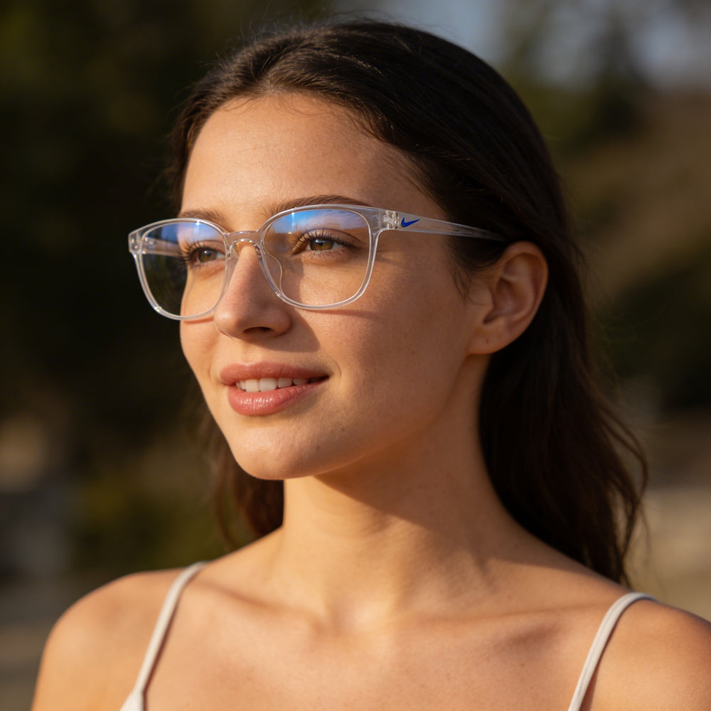 Gafas Nike 7026 N unisex con montura de acetato transparente y 52 mm de ancho de lente, 18 mm de puente, 140 mm de longitud de patilla
